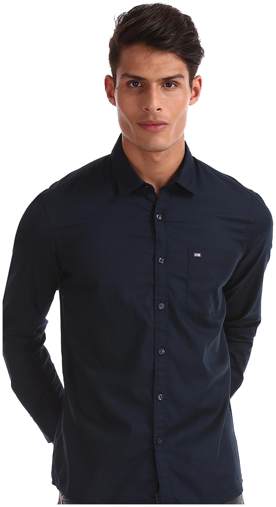 

Arrow Men Blue Solid Slim Fit Casual Shirt