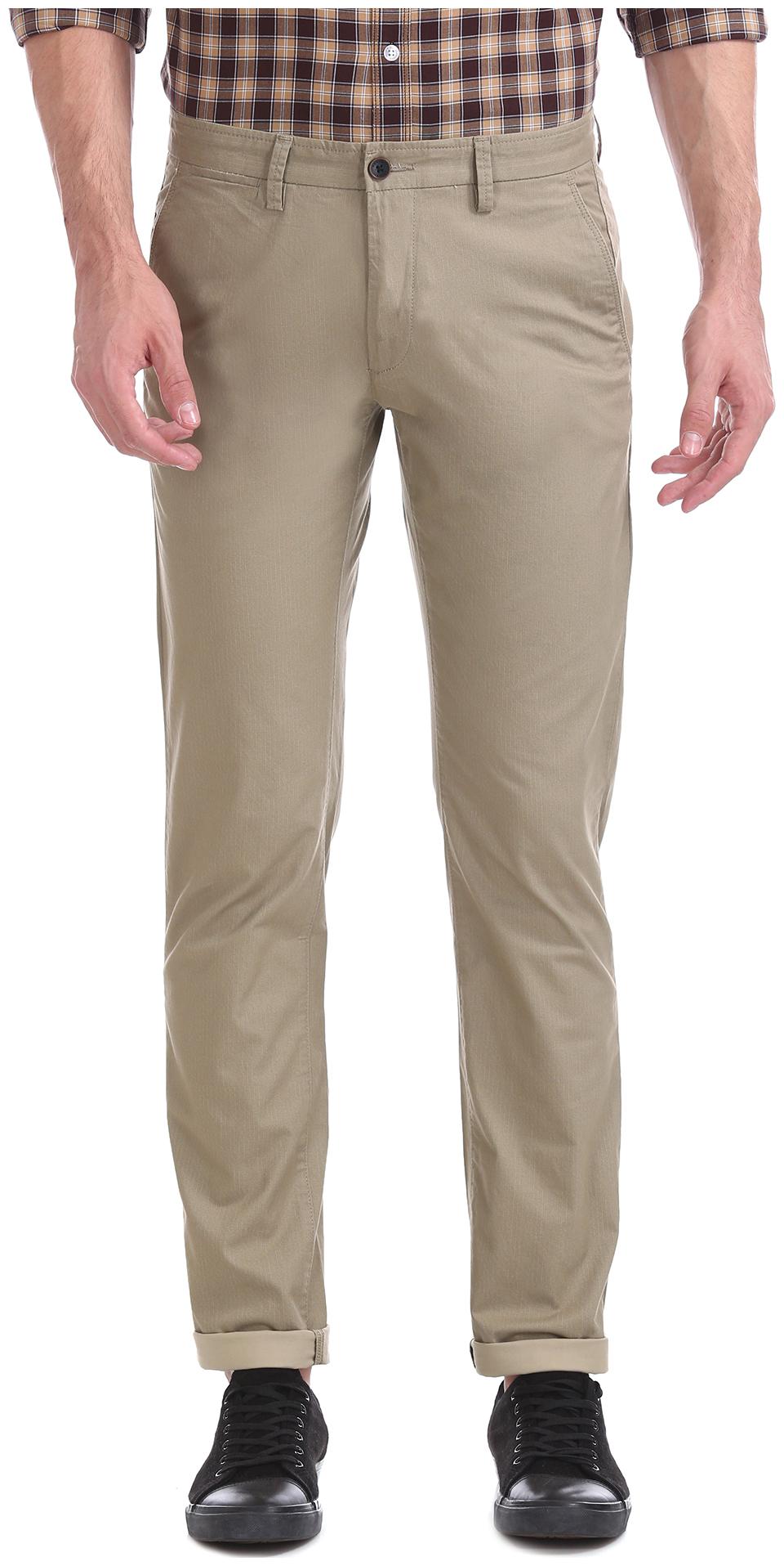 

Arrow Men Beige Textured Slim fit Regular trousers