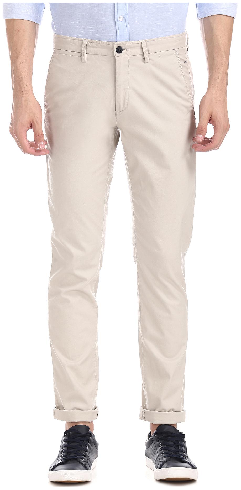 

Arrow Men Beige Solid Slim fit Regular trousers