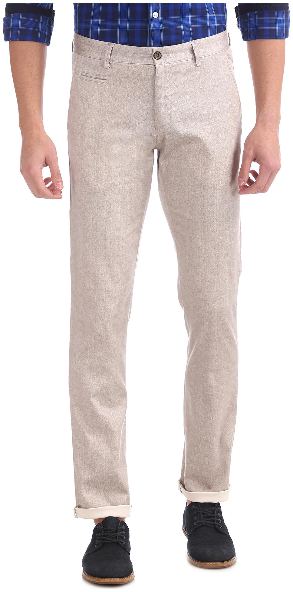 

Arrow Men Beige Printed Slim fit Regular trousers