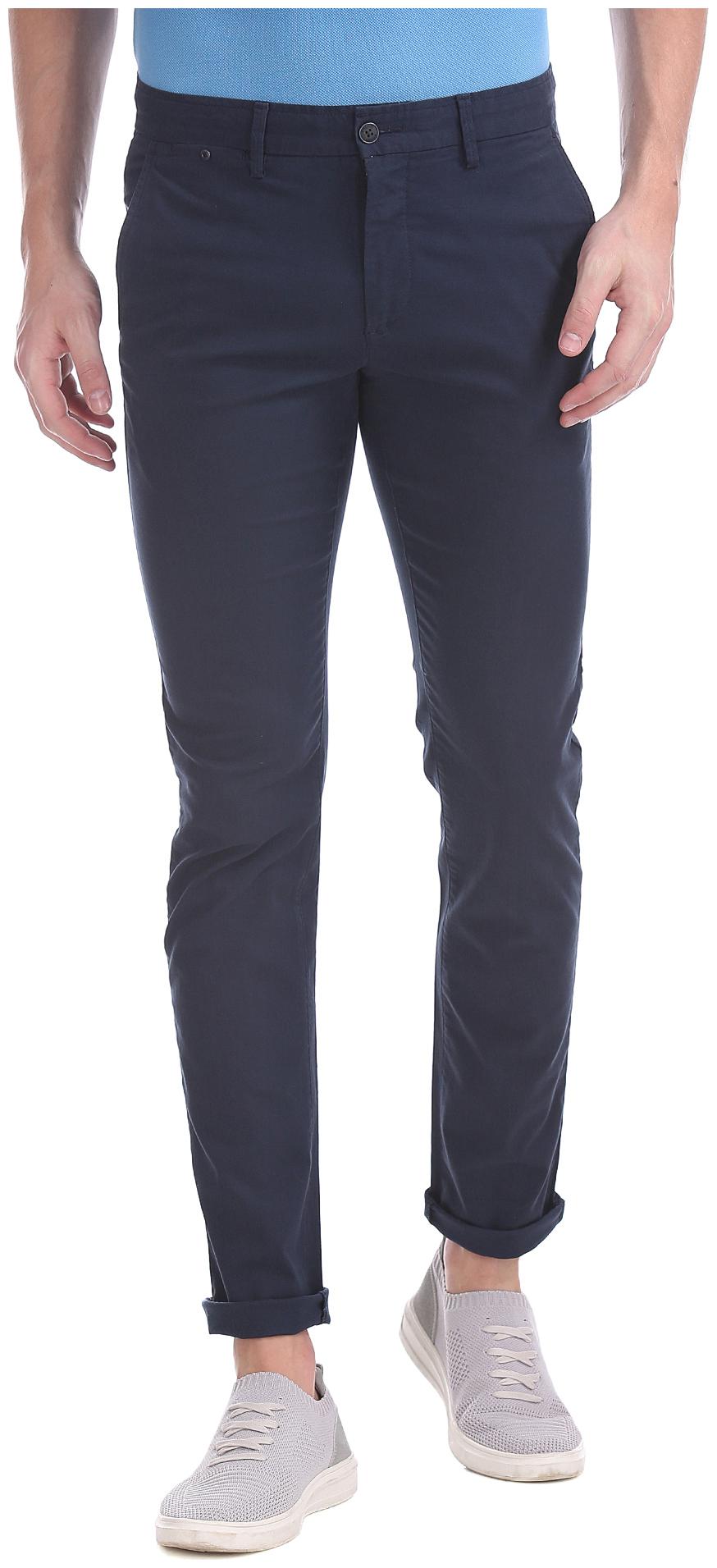 

Arrow Men Blue Solid Slim fit Regular trousers