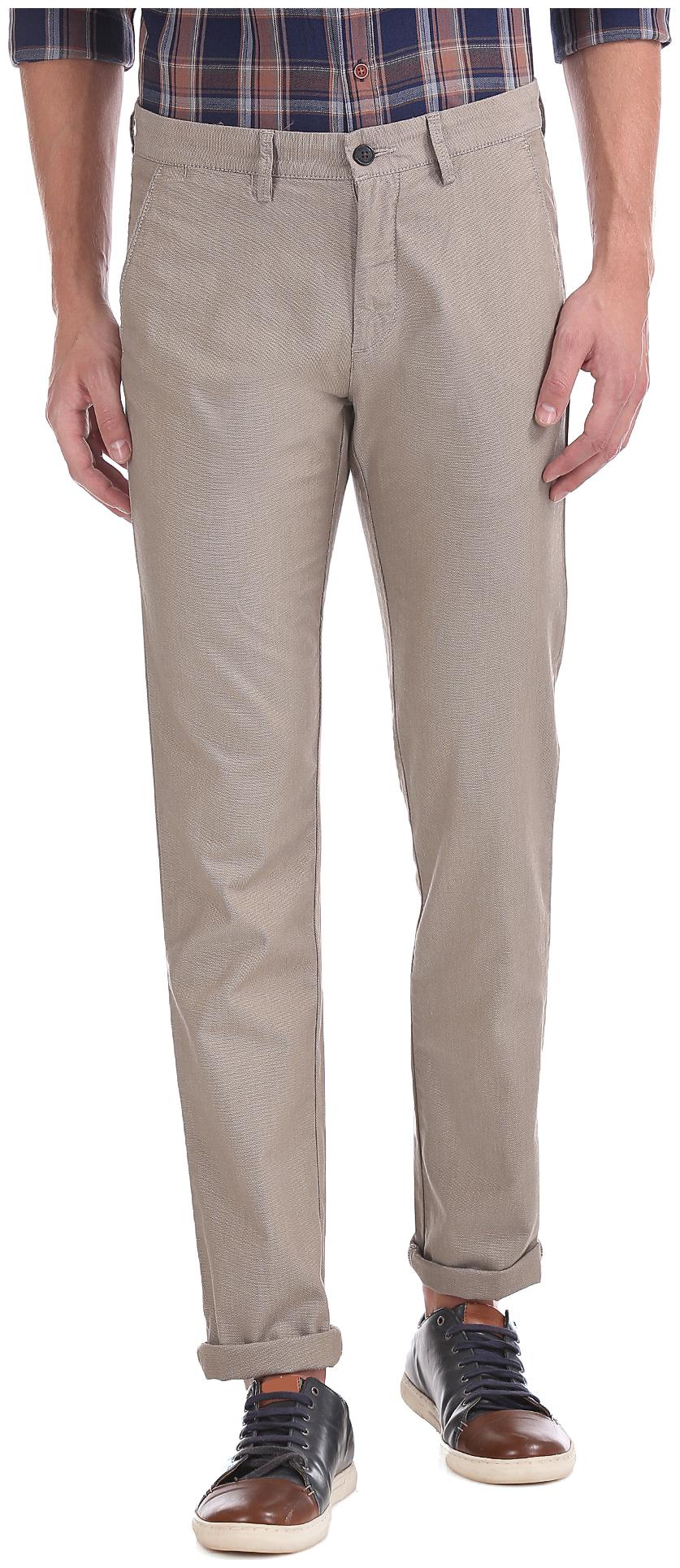 

Arrow Men Brown Textured Slim fit Regular trousers