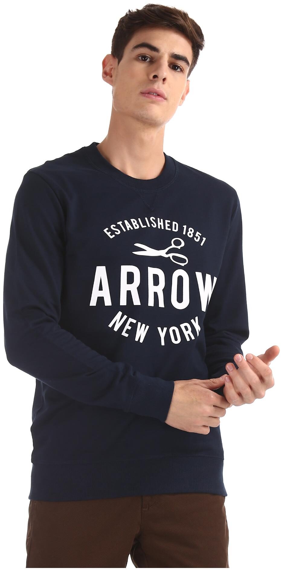 

Arrow Men Blue Round neck Sweatshirt