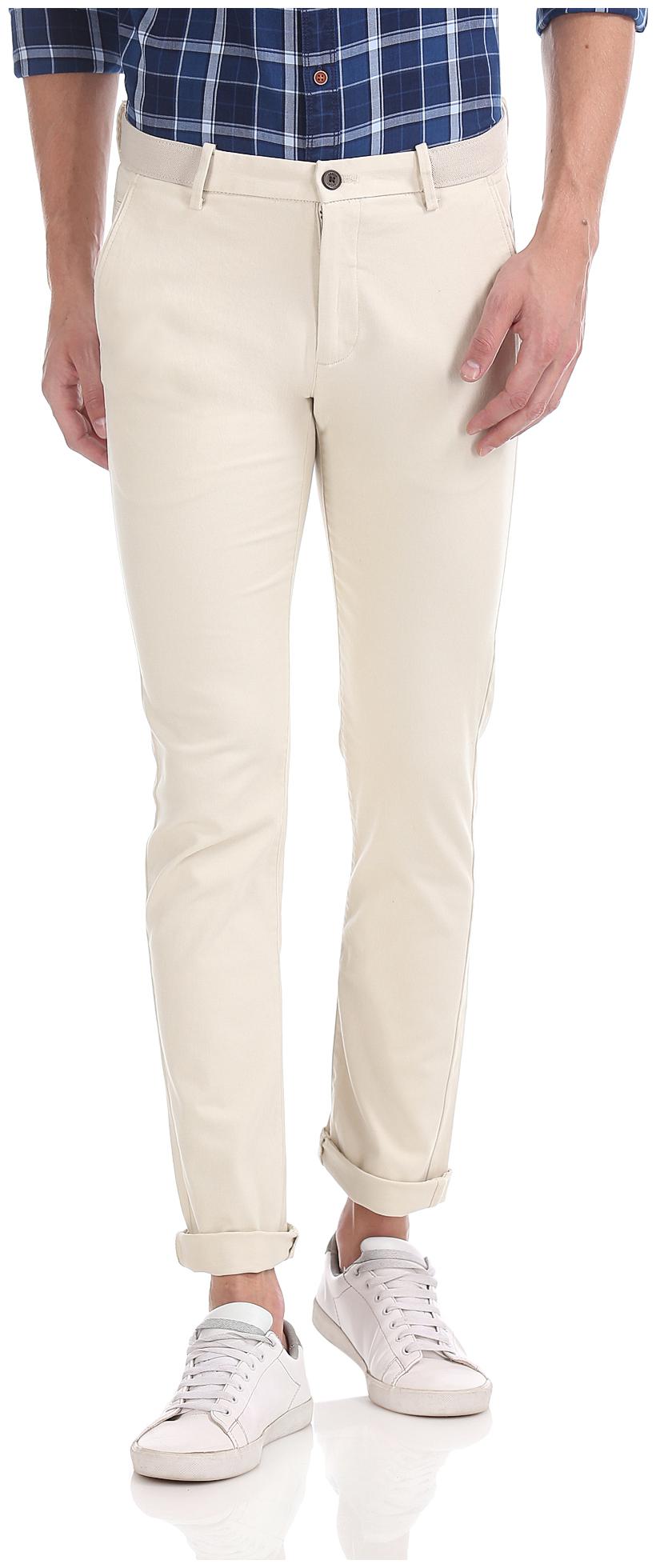 

Arrow Men Beige Solid Slim fit Regular trousers