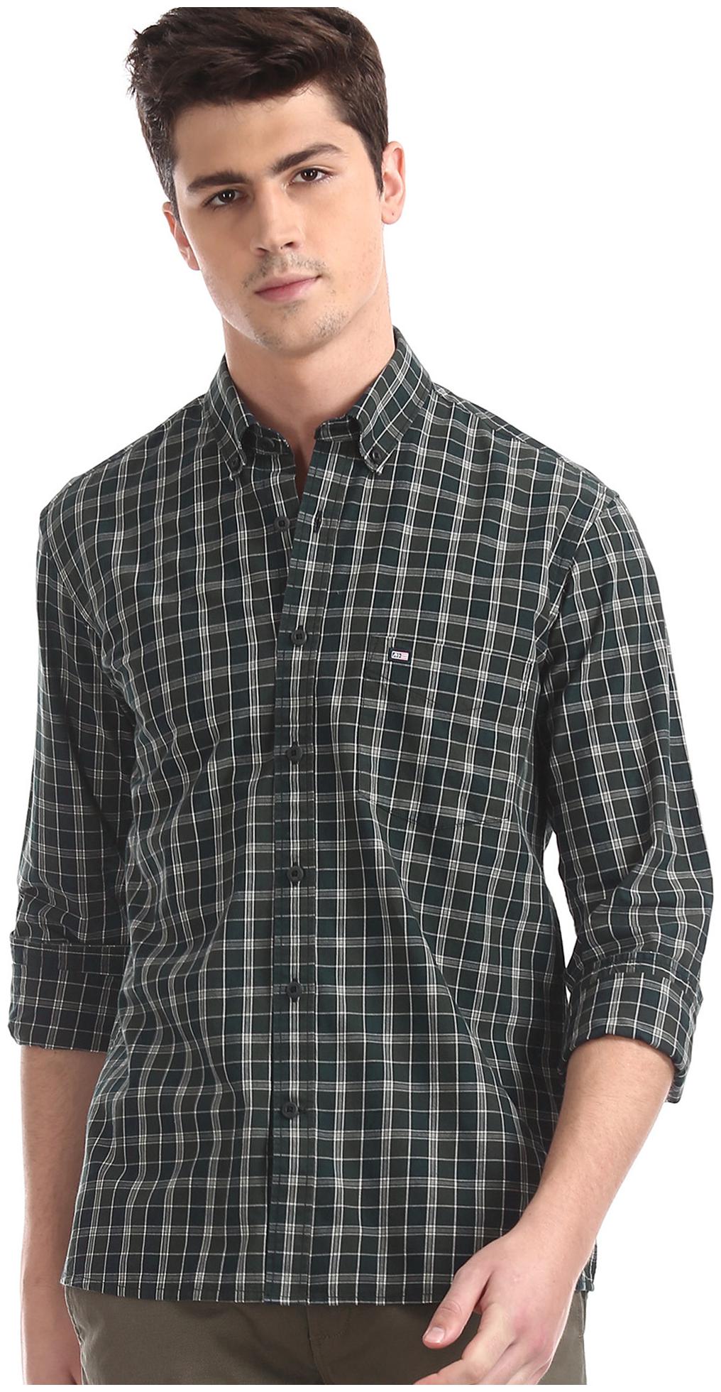 

Arrow Men Green Checked Regular Fit Casual Shirt