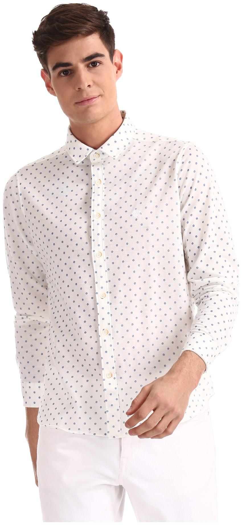 

Arrow Men White Printed Slim Fit Casual Shirt