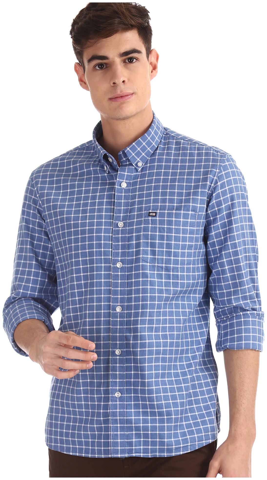 

Arrow Men Blue Checked Slim Fit Casual Shirt