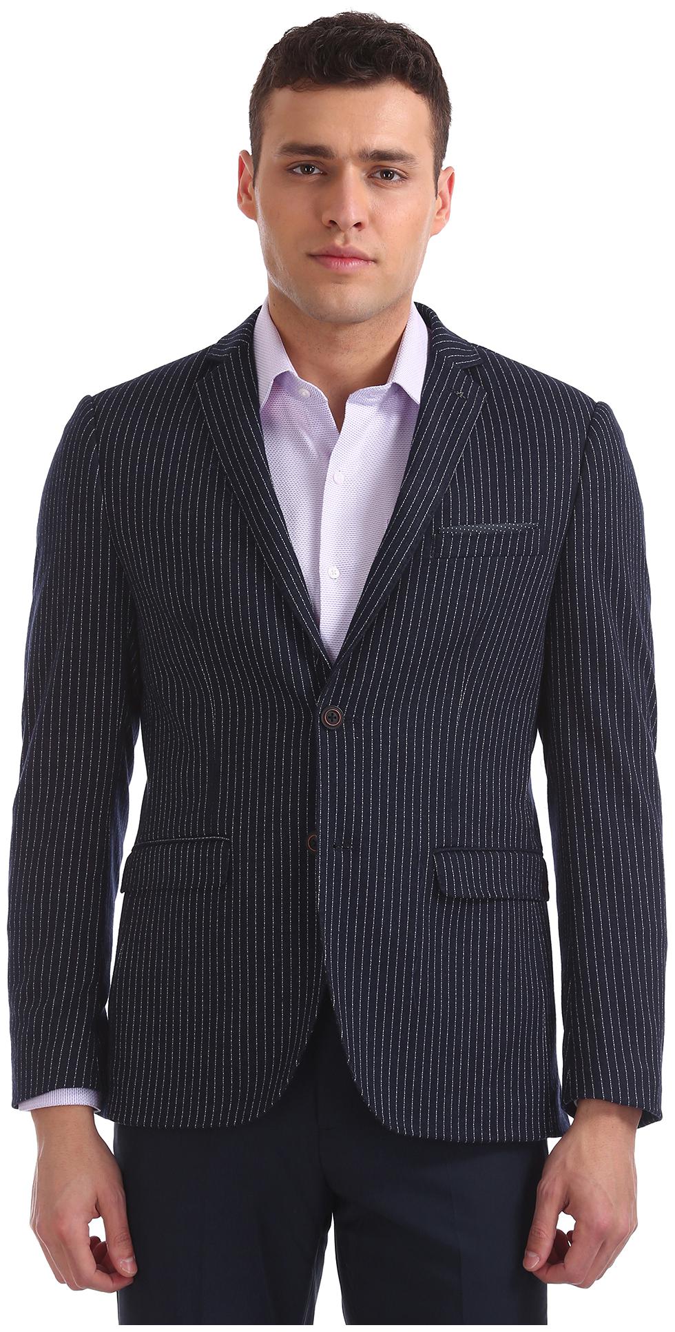 

Arrow Men Polyester Slim Fit Single Breasted Blazer Blue