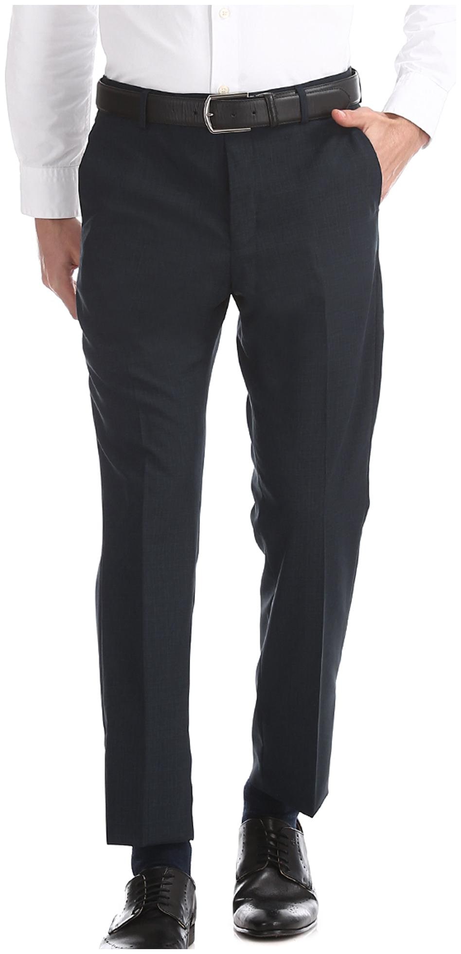 

Arrow Men Textured Tapered Fit Formal Trouser - Blue