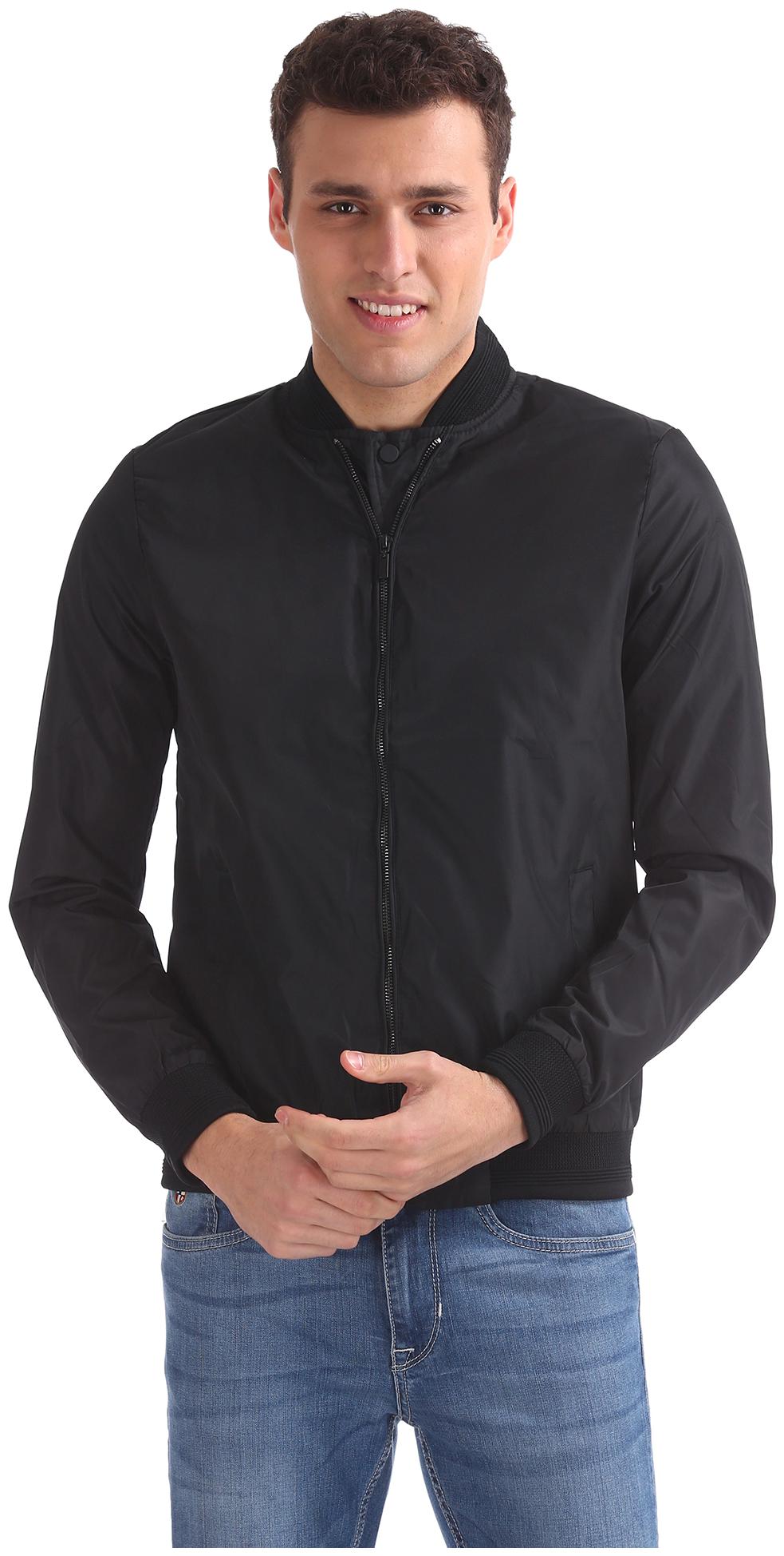 

Arrow Men Polyester Bomber Jacket Black