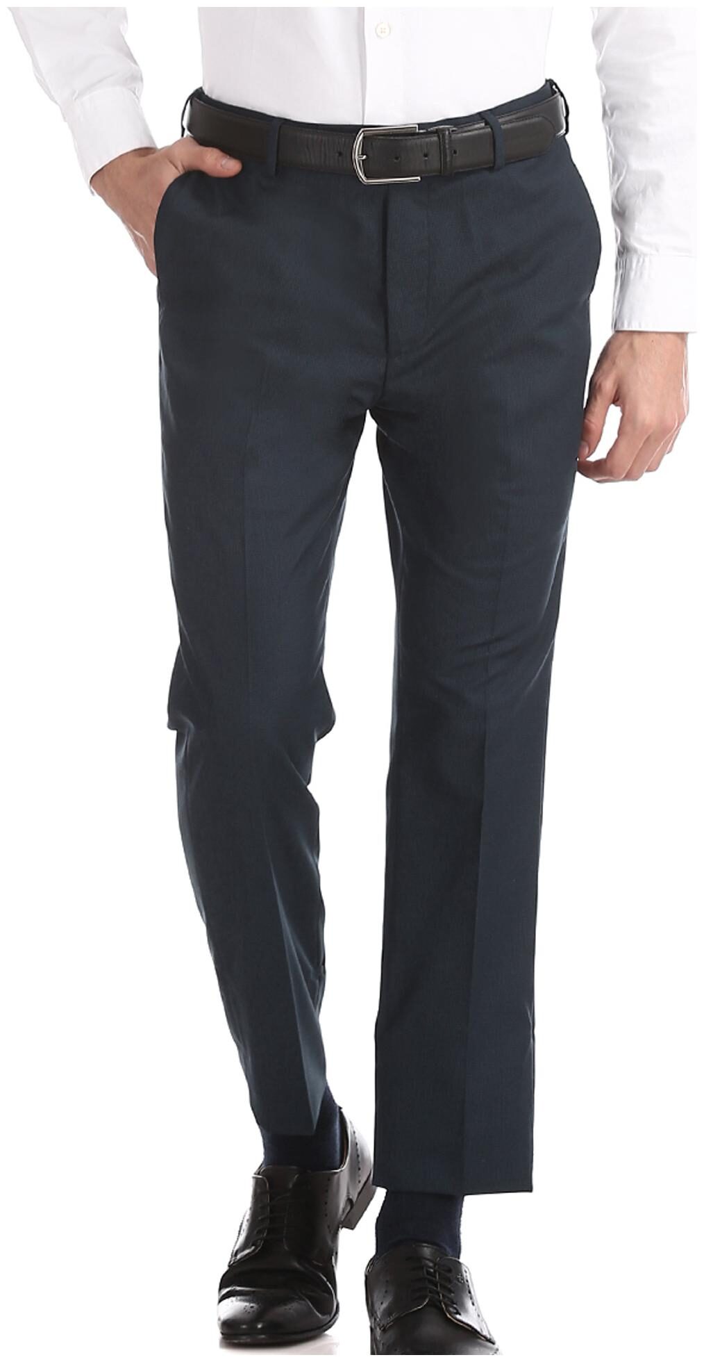 

Arrow Men Textured Tapered Fit Formal Trouser - Blue