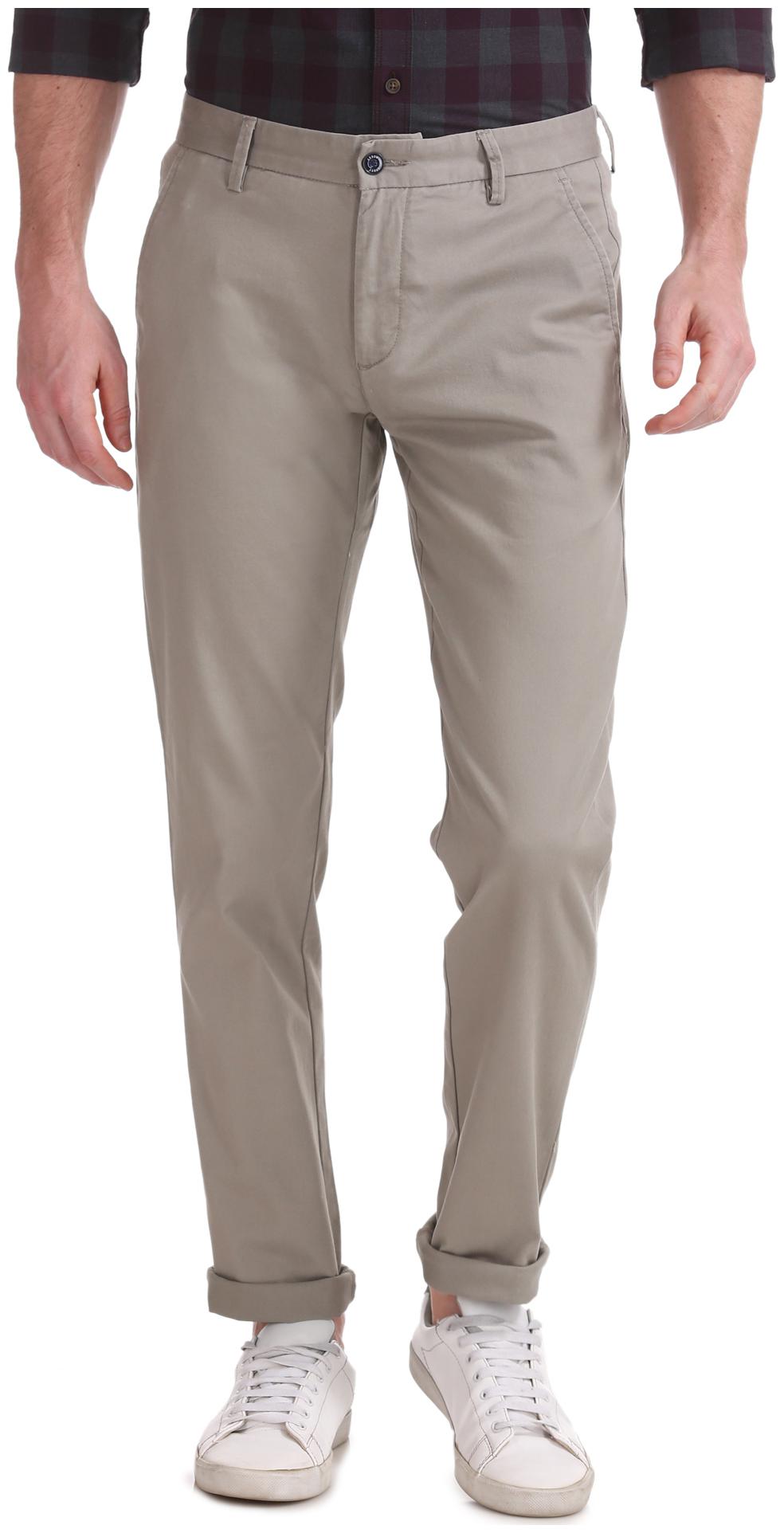 

Arrow Men Beige Solid Slim fit Regular trousers
