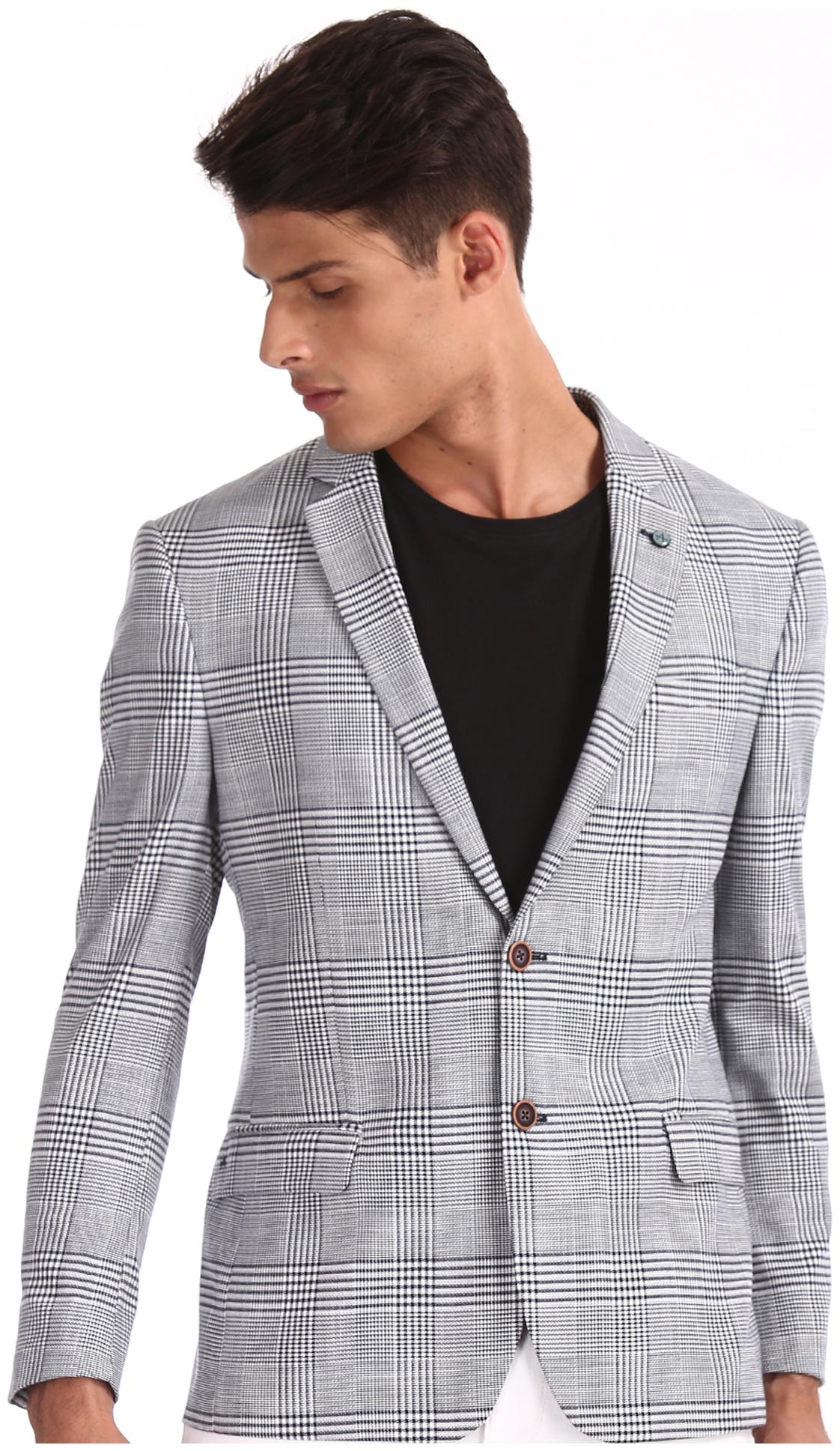 

Arrow Men Blue Checked Slim fit Single Breasted Blazer