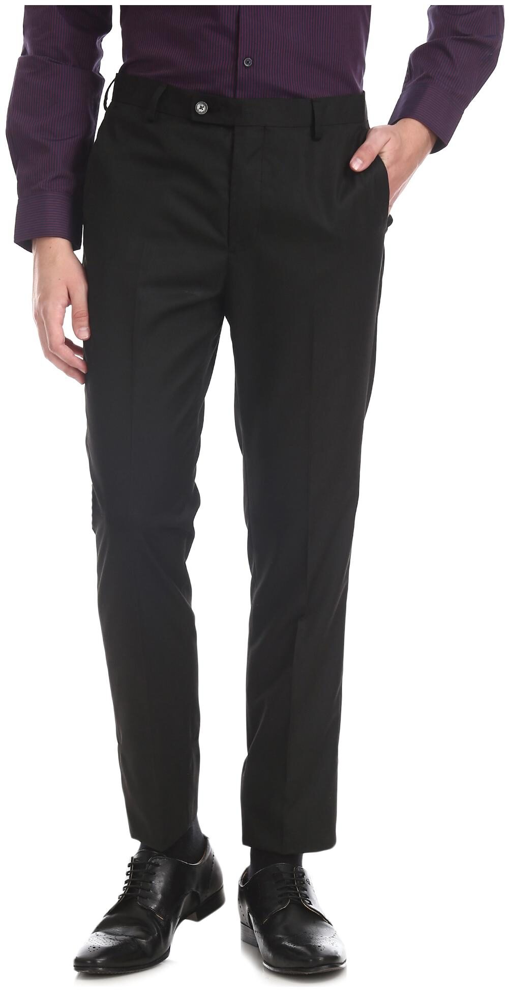 

Arrow Men Solid Tapered Fit Formal Trouser - Black