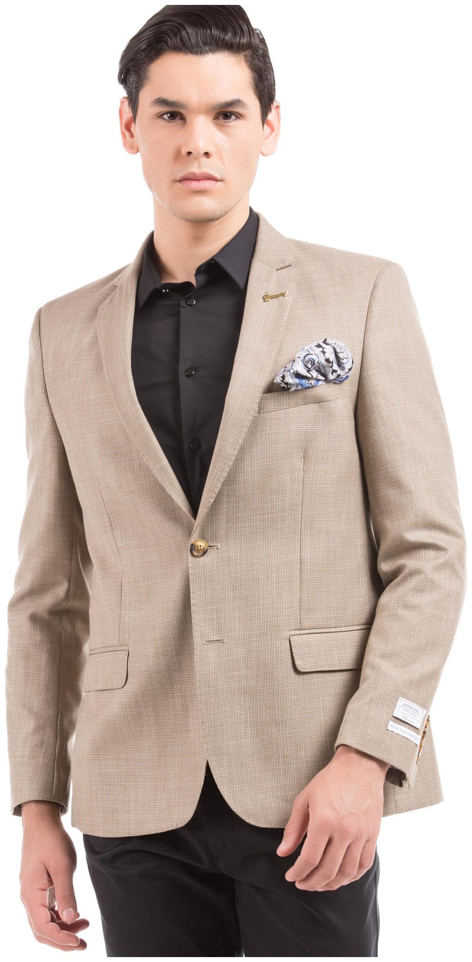 

Arrow Men Polyester Regular Fit Single Breasted Blazer Beige