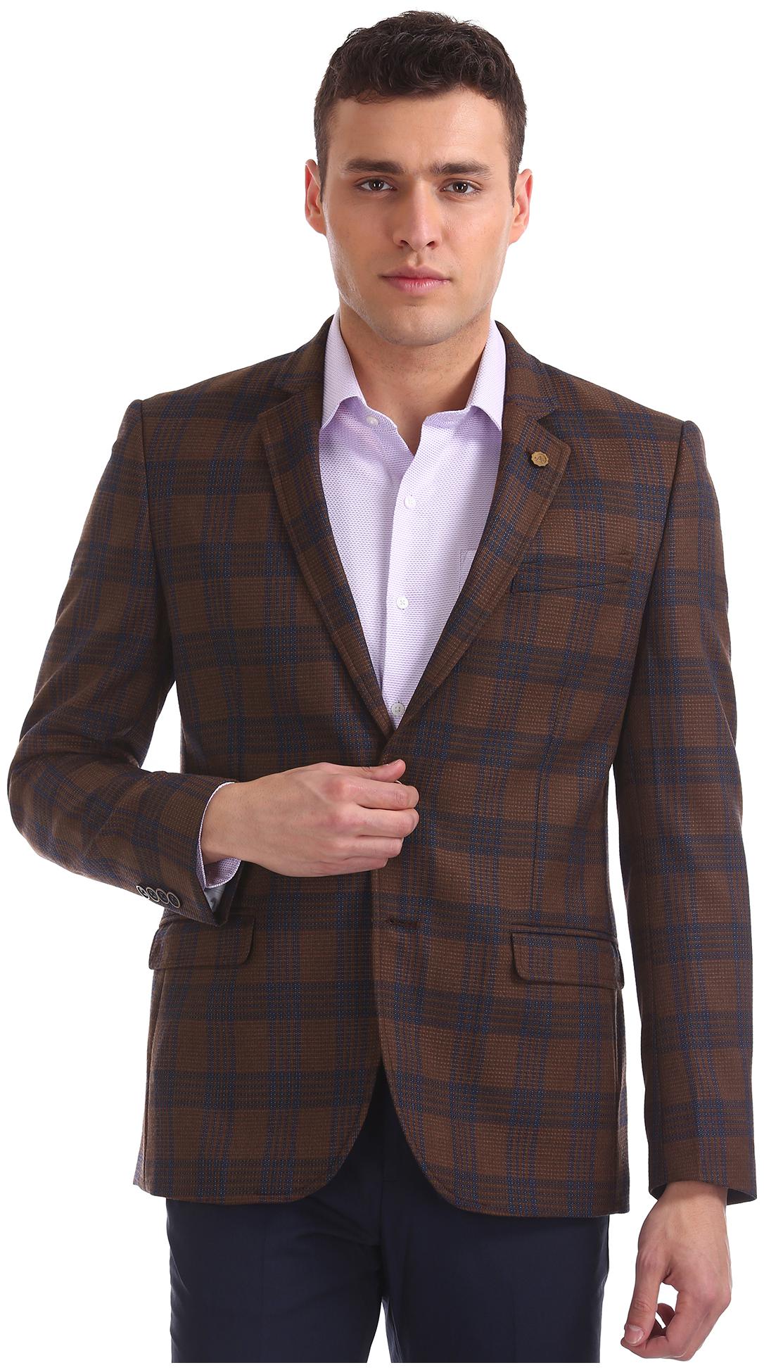 

Arrow Men Polyester Regular Fit Single Breasted Blazer Brown