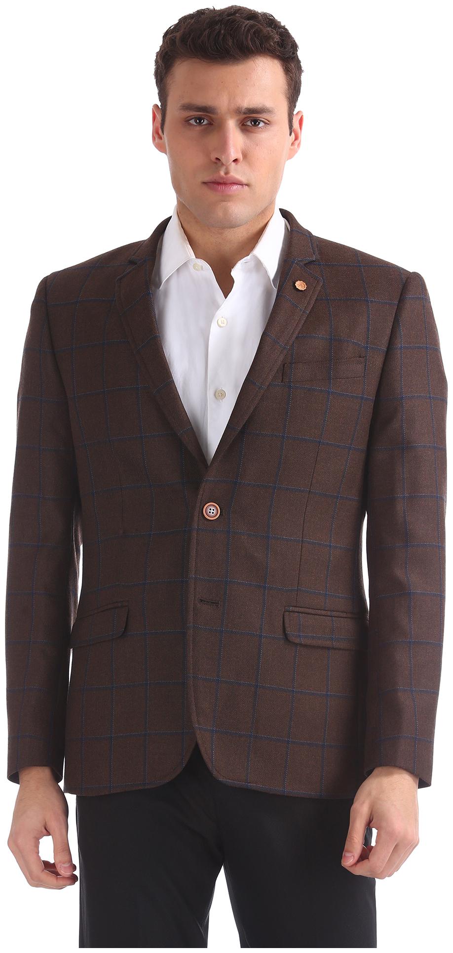 

Arrow Men Polyester Slim Fit Single Breasted Blazer Brown
