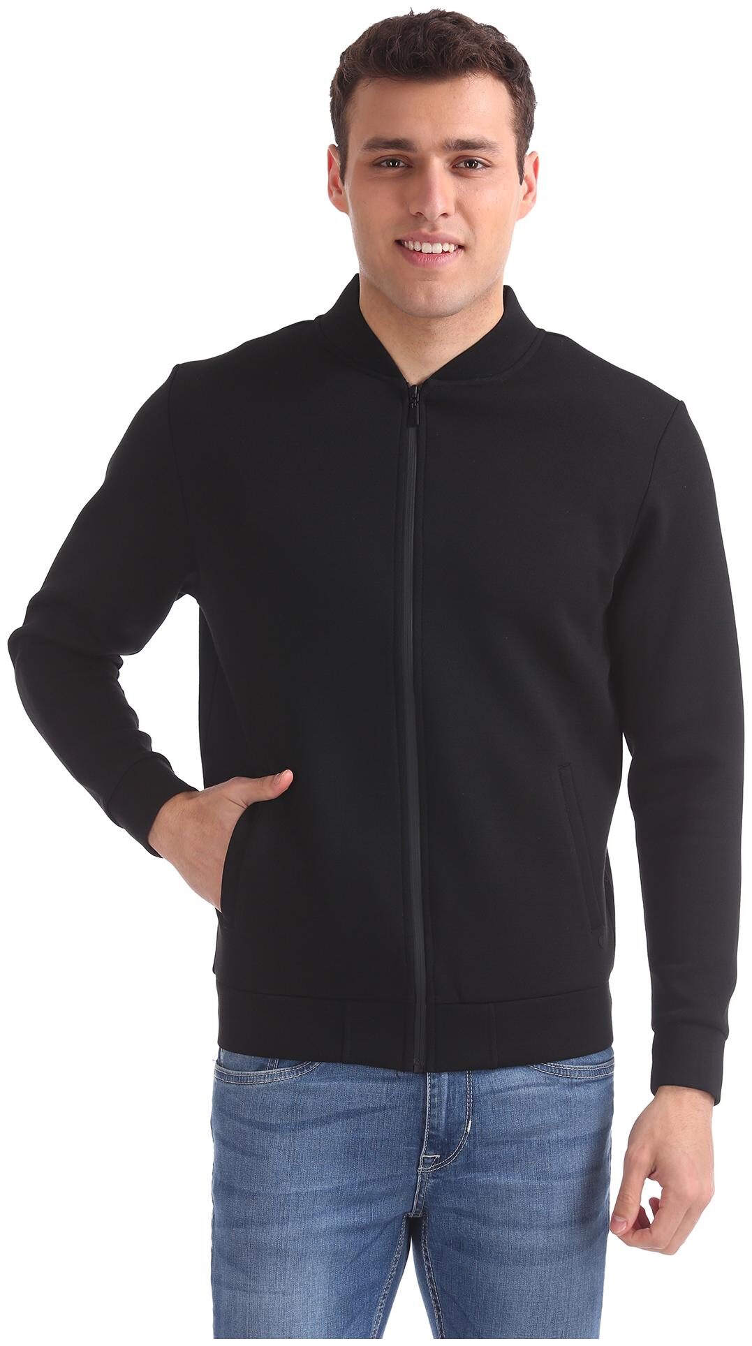 

Arrow Men Polyester Bomber Jacket Black