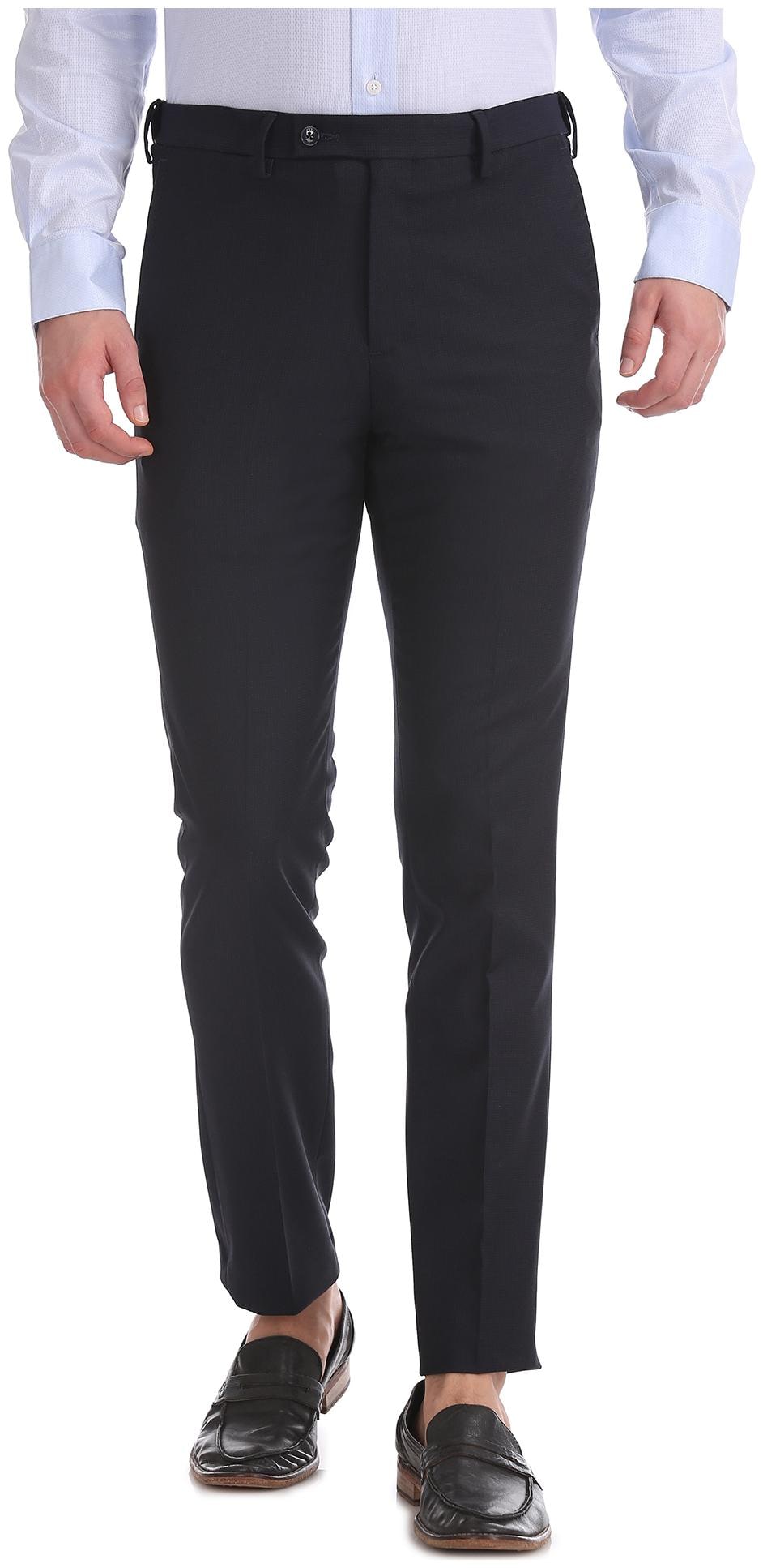 

Arrow Men Textured Tapered Fit Formal Trouser - Blue
