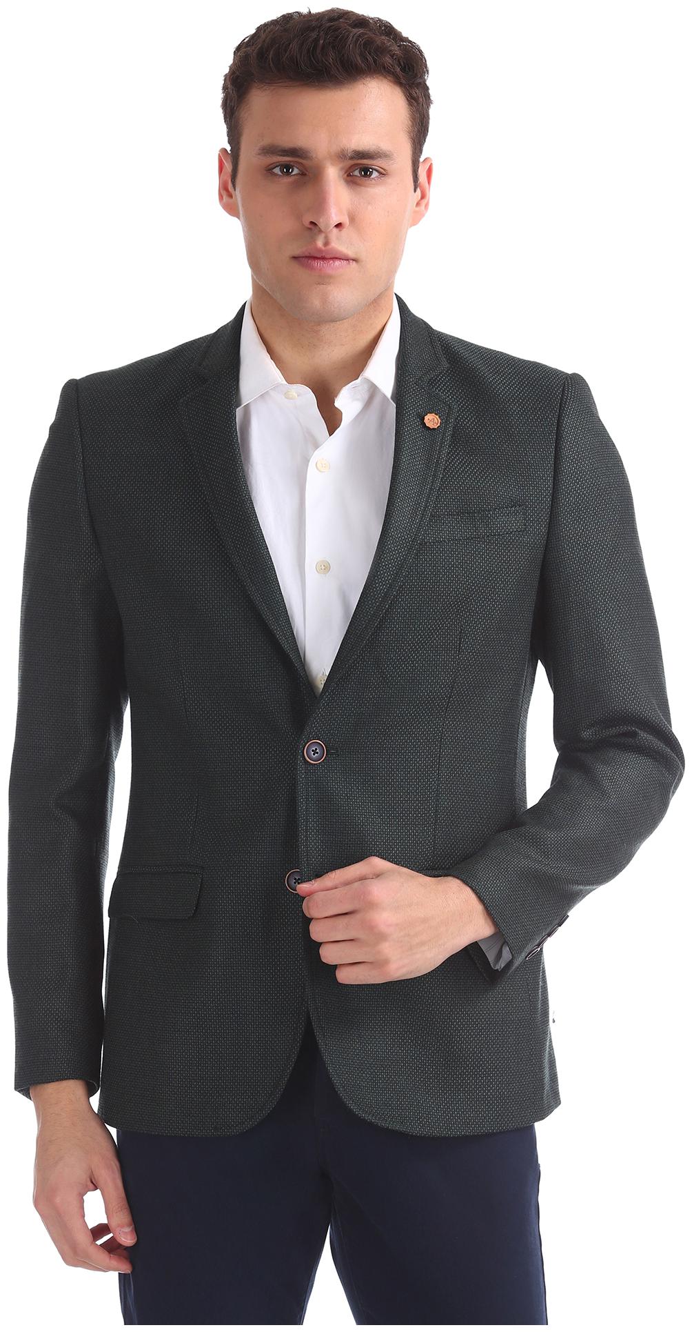 

Arrow Men Polyester Regular Fit Single Breasted Blazer Green