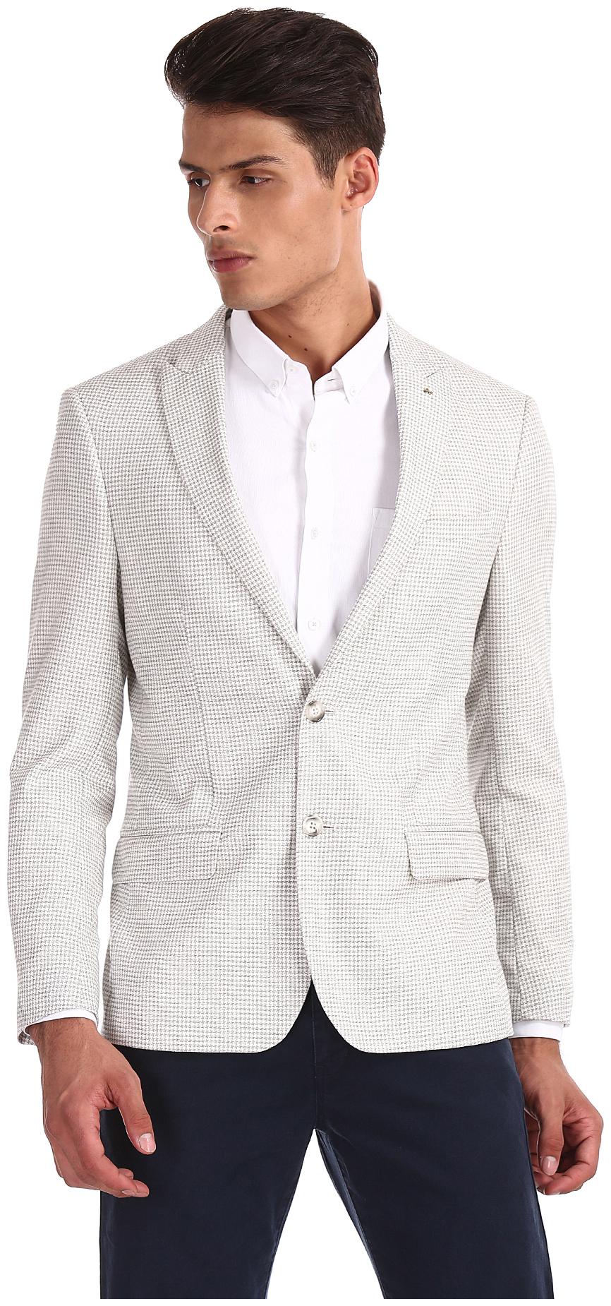 

Arrow Men White Solid Slim fit Single Breasted Blazer
