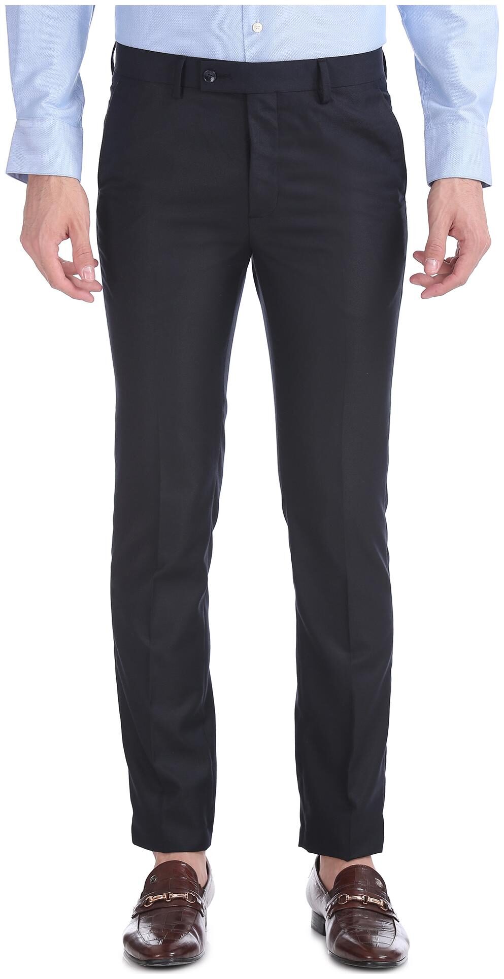 

Arrow Men Textured Slim Fit Formal Trouser - Blue
