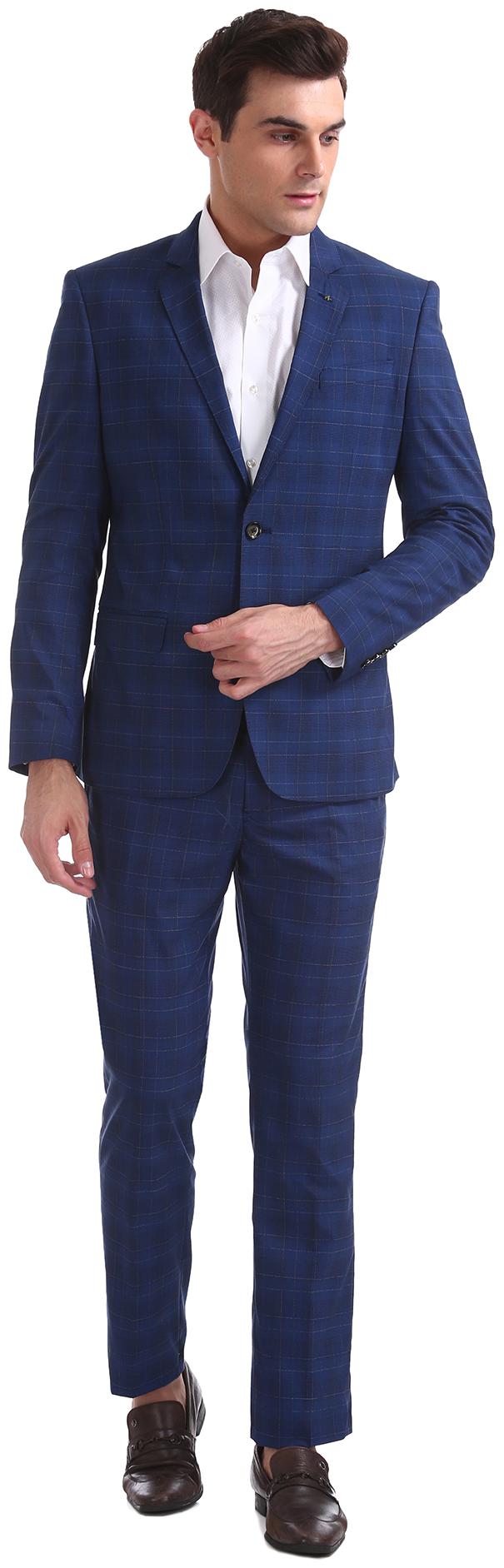 

Arrow Men Polyester Single Breasted Suit Blue