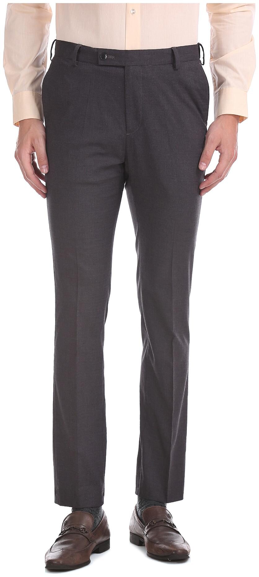 

Arrow Men Solid Tapered Fit Formal Trouser - Grey