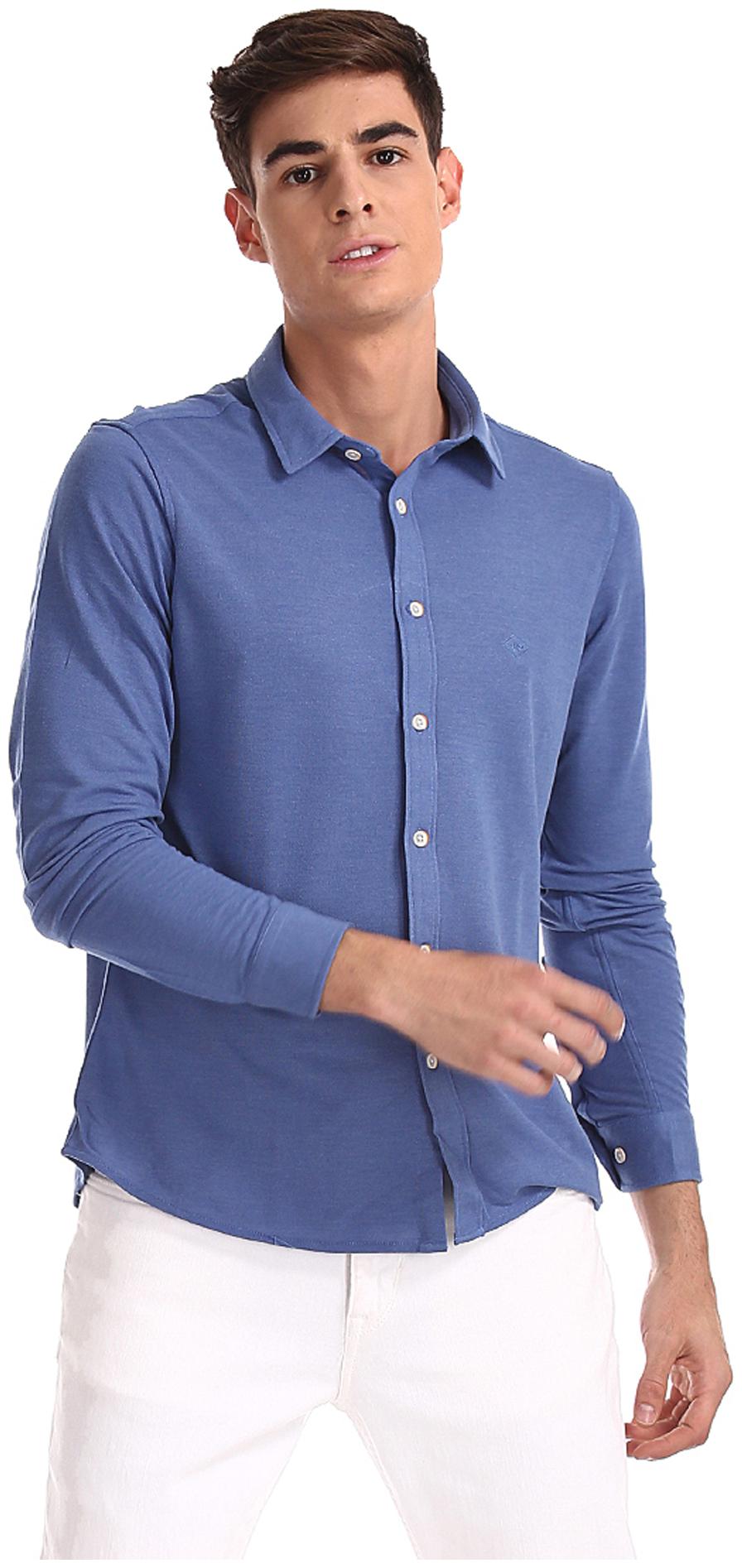 

Arrow Men Blue Solid Slim Fit Casual Shirt
