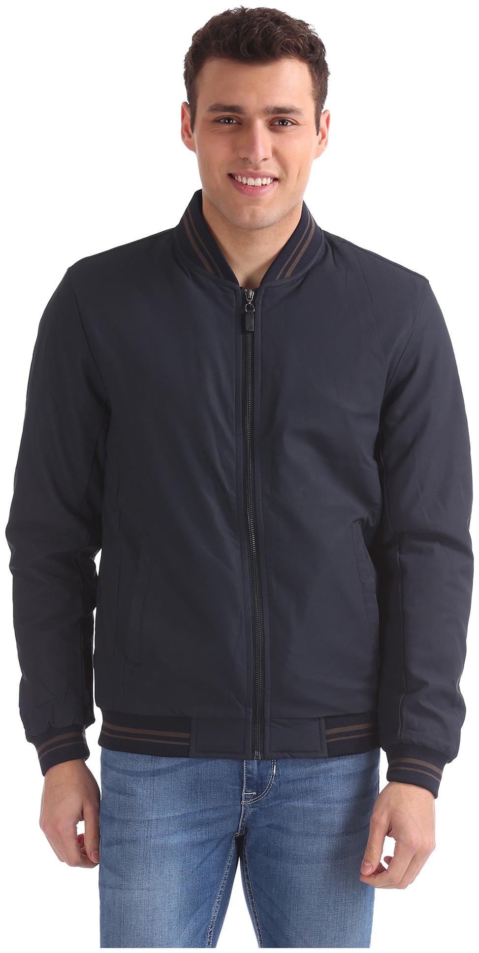 

Arrow Men PU Bomber Jacket Blue
