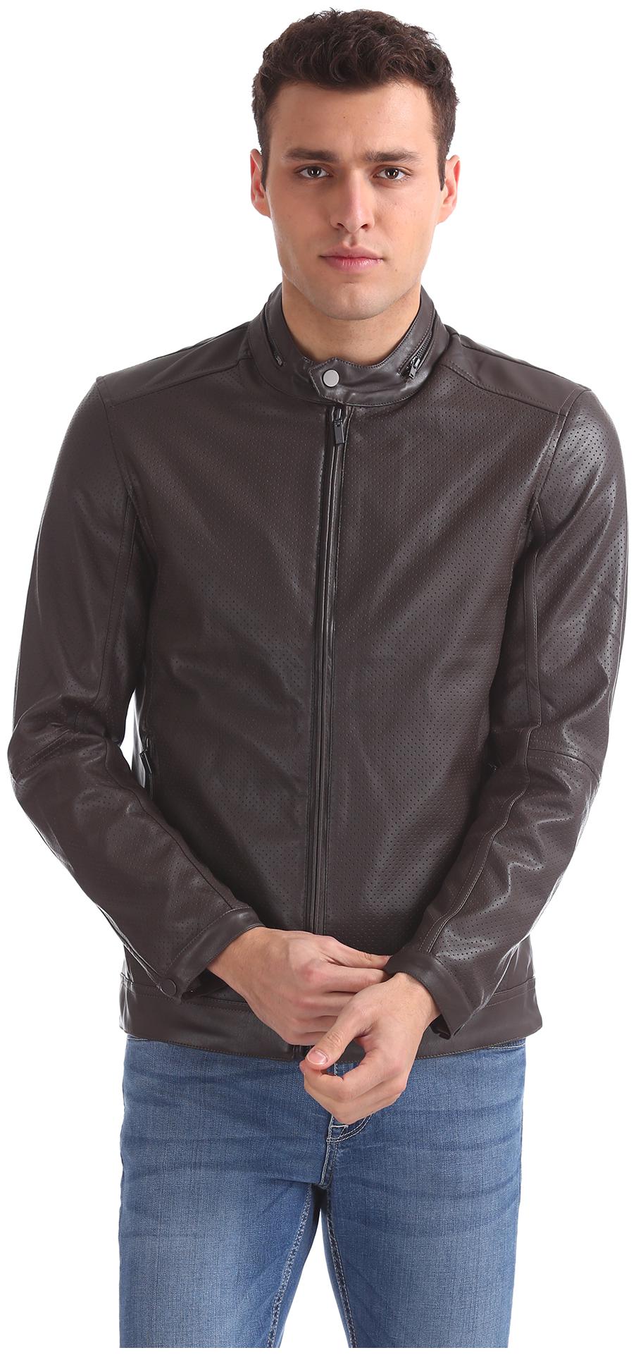 

Arrow Men PU Biker Jacket Brown