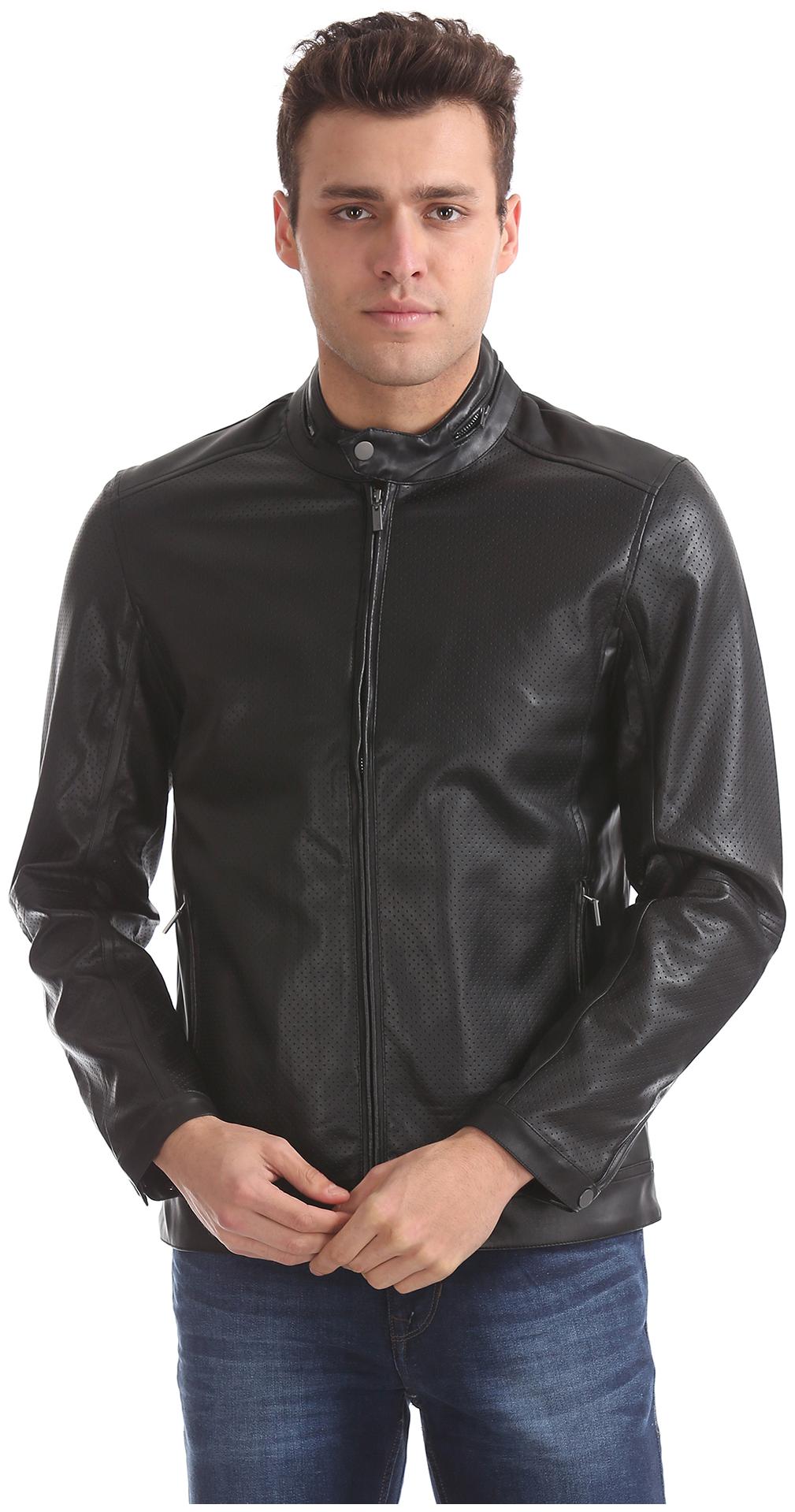 

Arrow Men PU Blend Jacket Black color