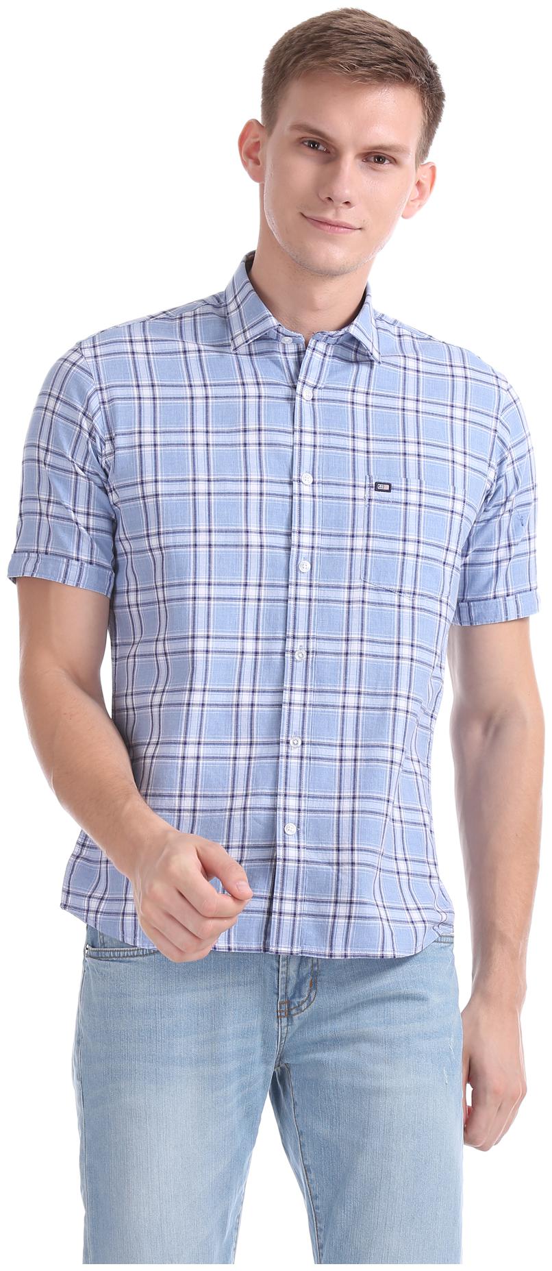 

Arrow Men Blue Checked Regular Fit Casual Shirt