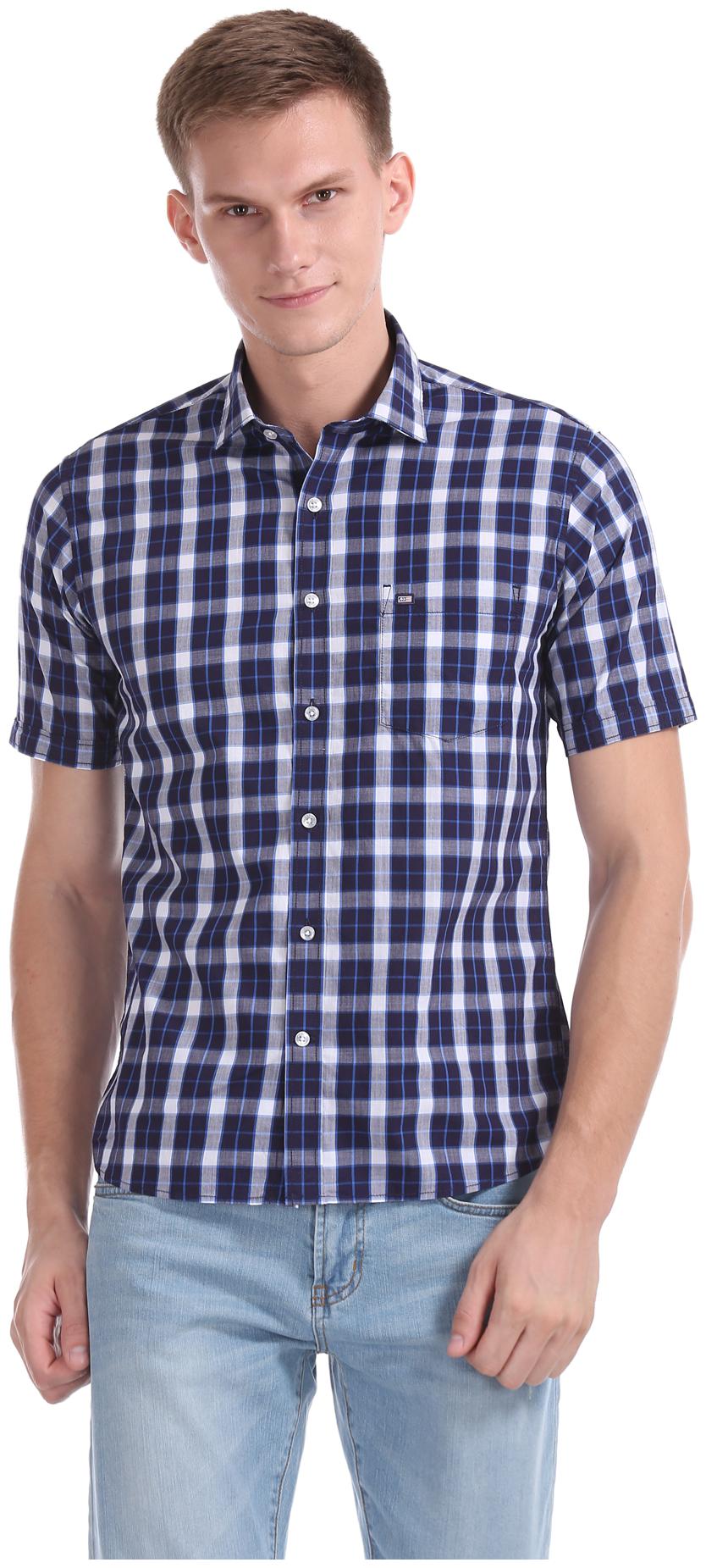 

Arrow Men Blue Checked Regular Fit Casual Shirt