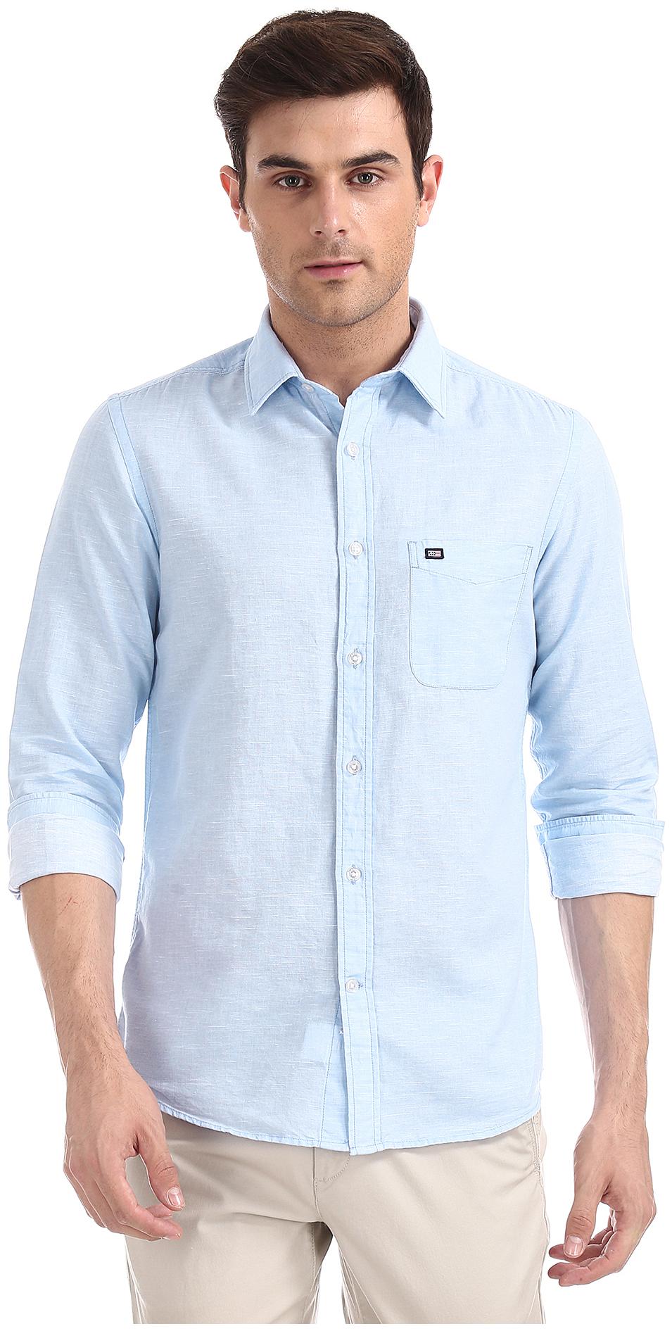 

Arrow Men Blue Solid Slim Fit Casual Shirt