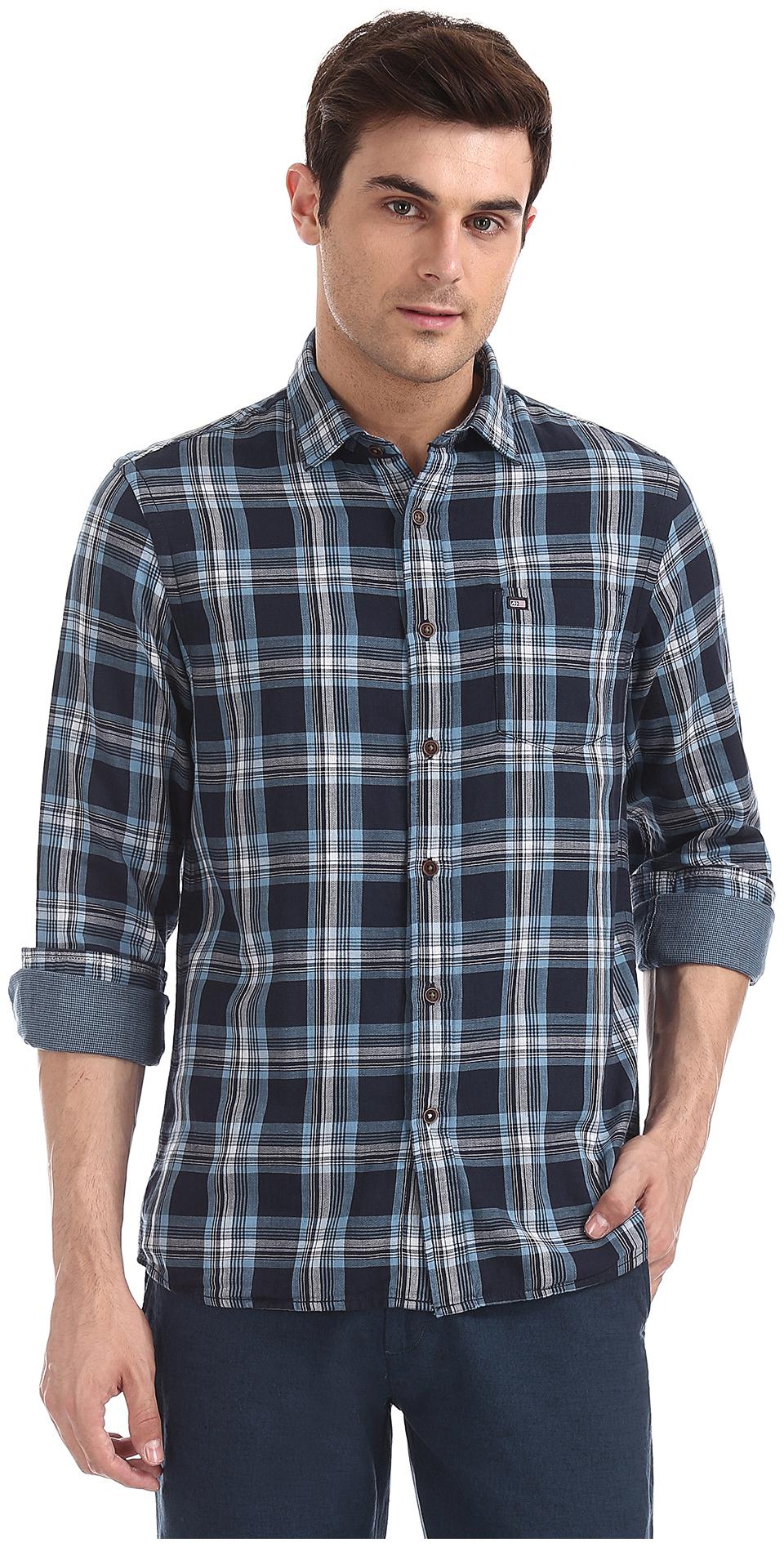 

Arrow Men Blue Checked Slim Fit Casual Shirt