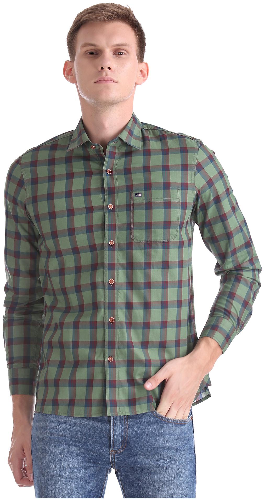

Arrow Men Green Checked Slim Fit Casual Shirt