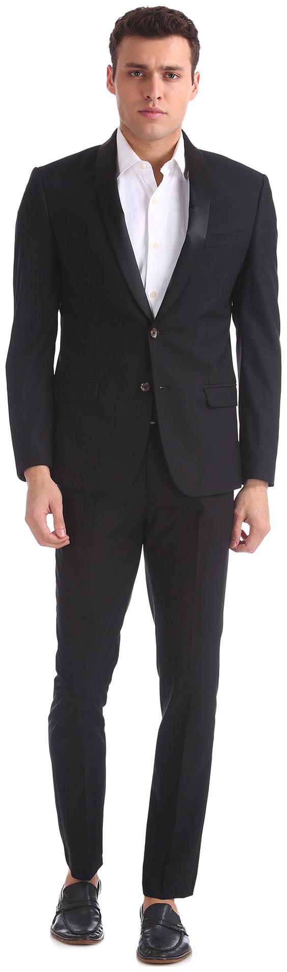 

Arrow Men Viscose Rayon Single Breasted Suit Black