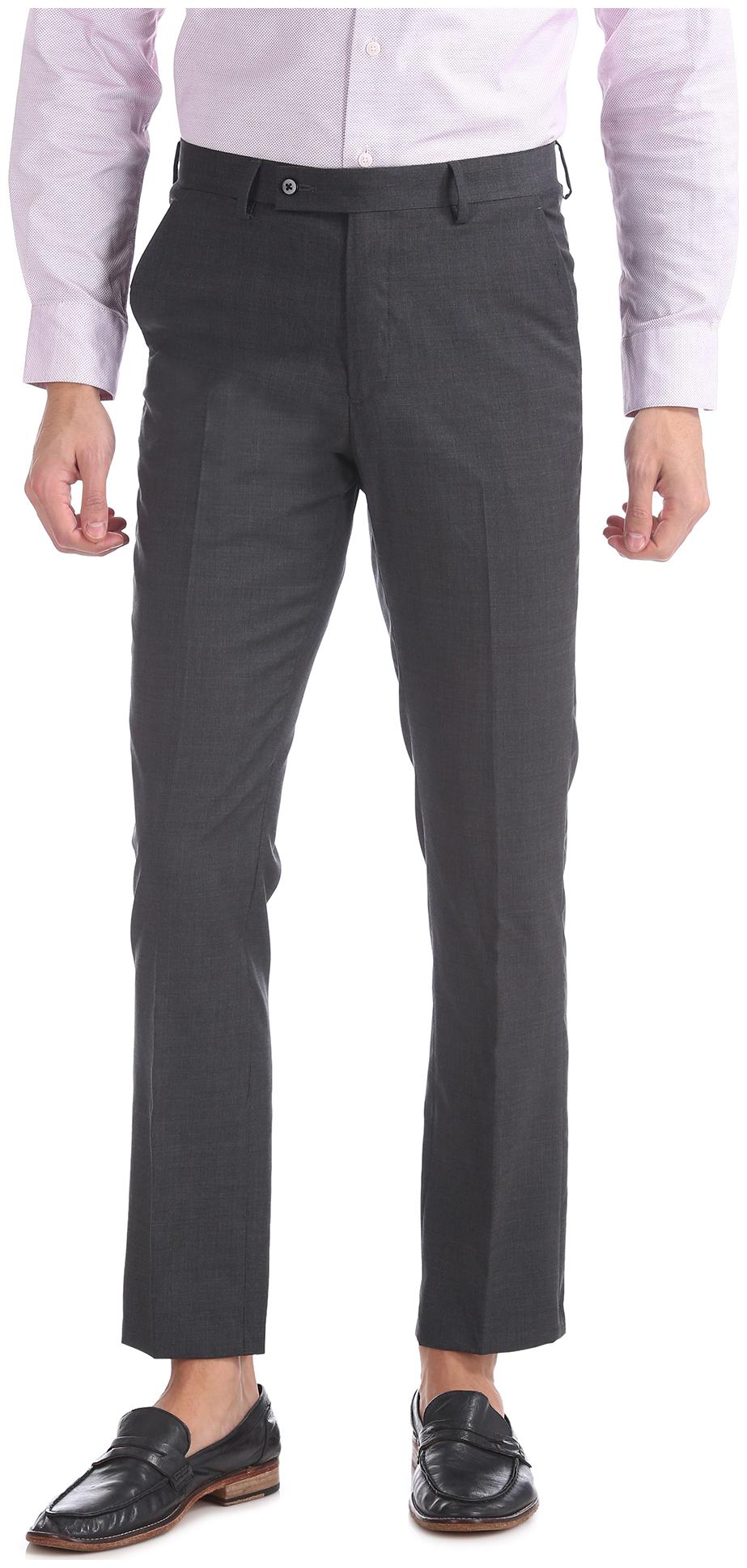 

Arrow Men Solid Tapered Fit Formal Trouser - Grey