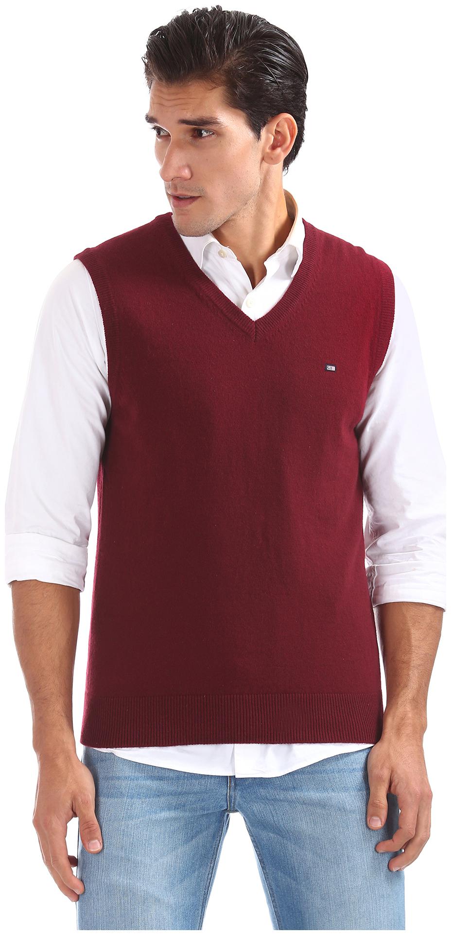 

Arrow Men Red V neck Pullover