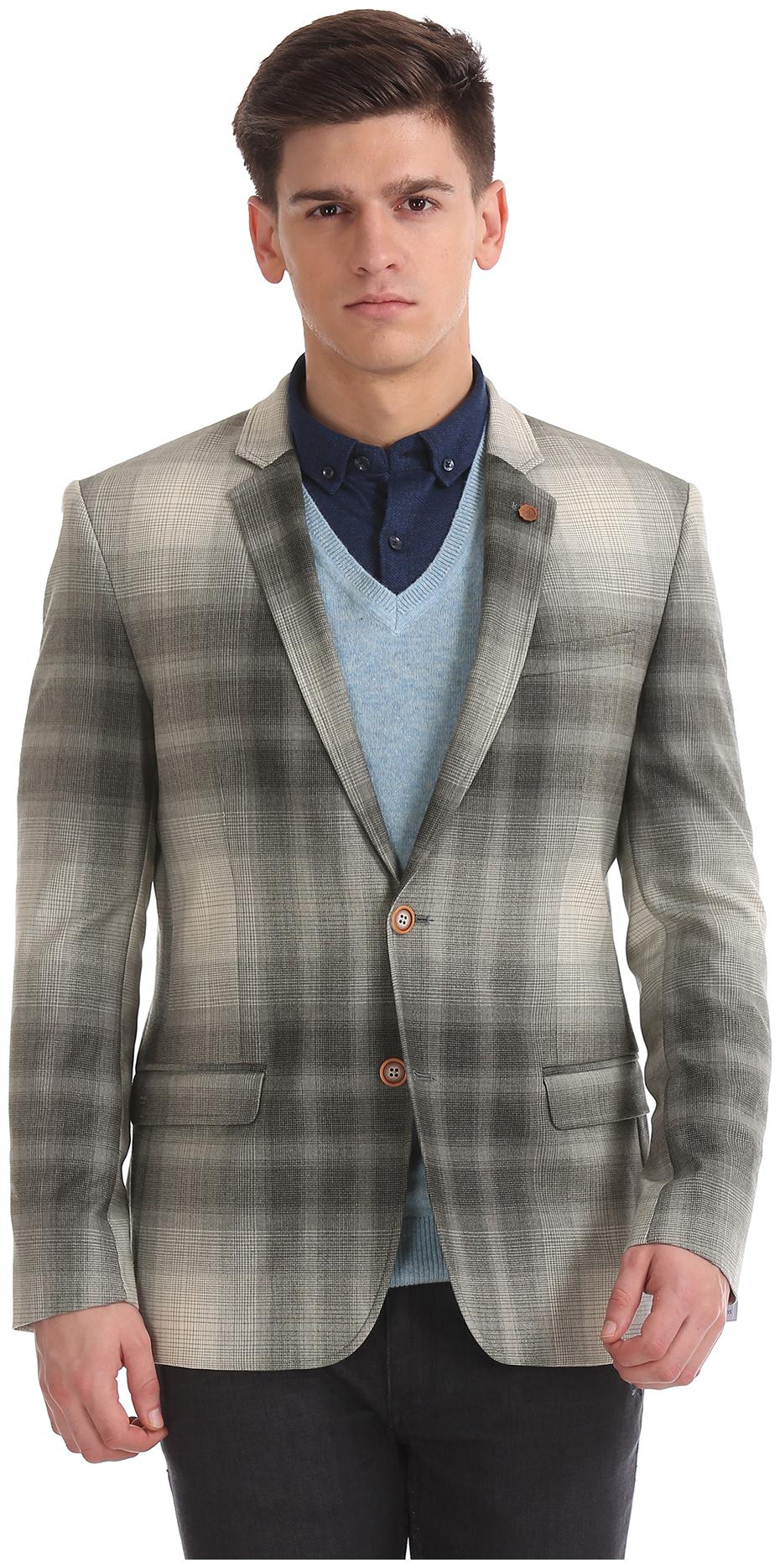 

Arrow Men Wool Slim Fit Single Breasted Blazer Grey