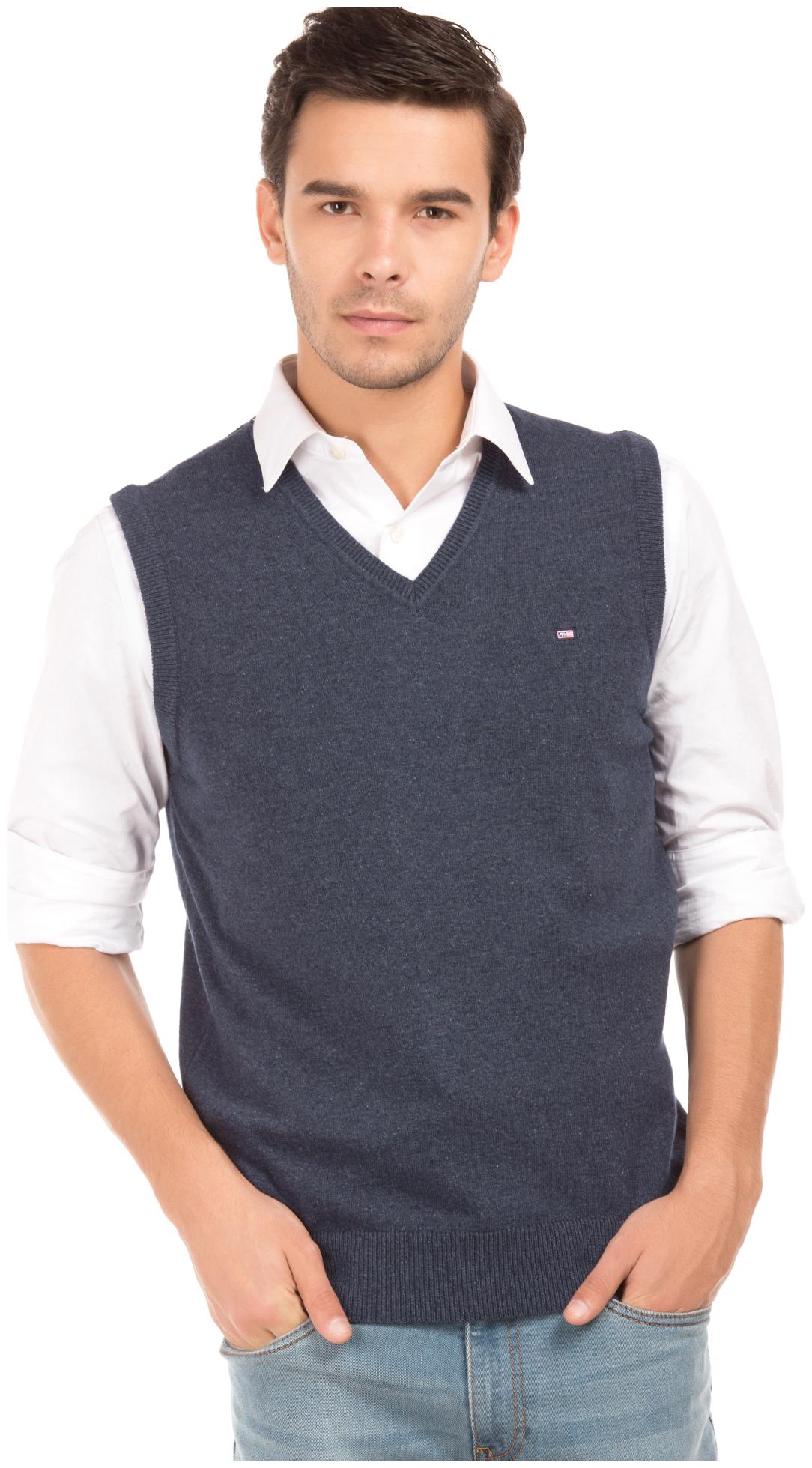 

Arrow Men Blue V neck Pullover