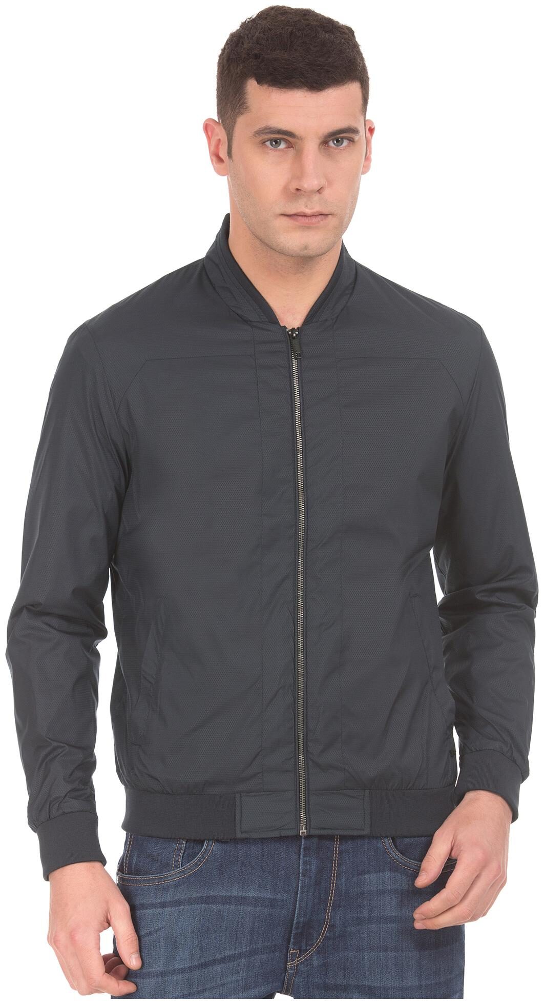 

Arrow Men Blue Printed Bomber jacket
