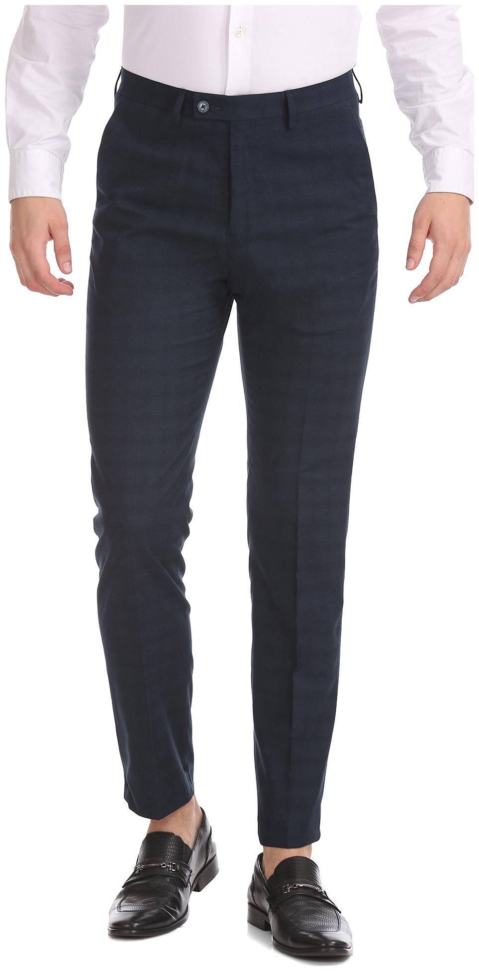 

Arrow Men Solid Tapered Fit Formal Trouser - Blue