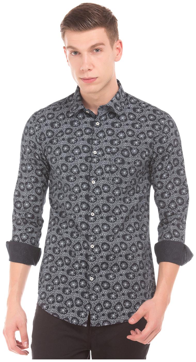 

Arrow Men Grey Printed Slim Fit Casual Shirt