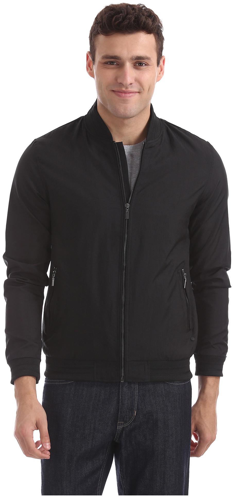 

Arrow Men Black Solid Bomber jacket