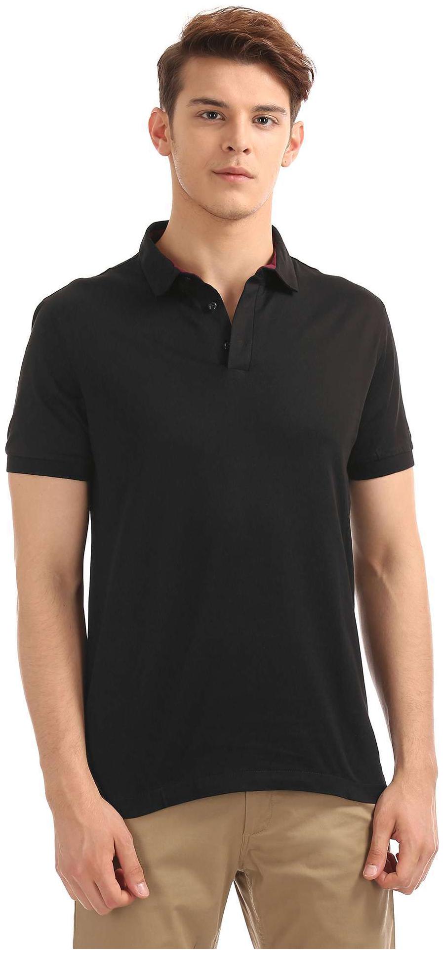 

Arrow Men Black Regular fit Cotton Polo collar T-Shirt - Pack Of 1