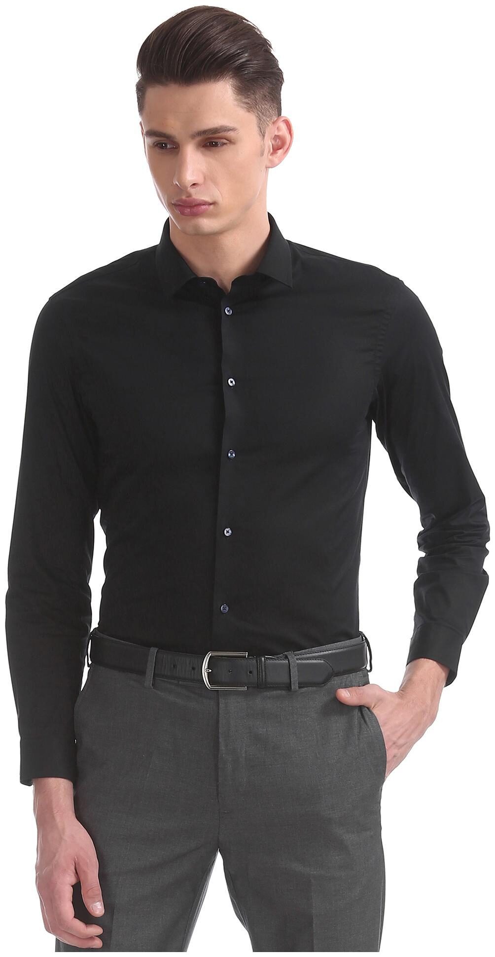 

Arrow Men Super slim fit Formal Shirt - Black