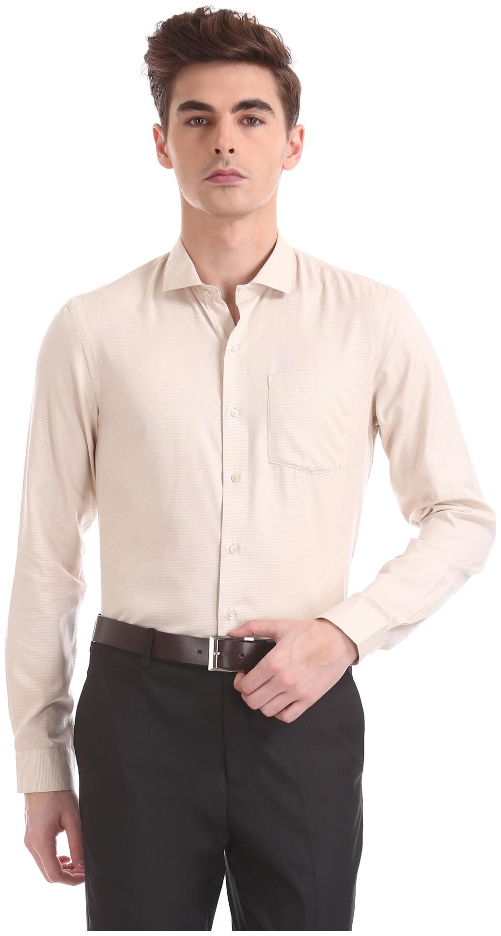 

Arrow Men Slim fit Formal Shirt - Beige