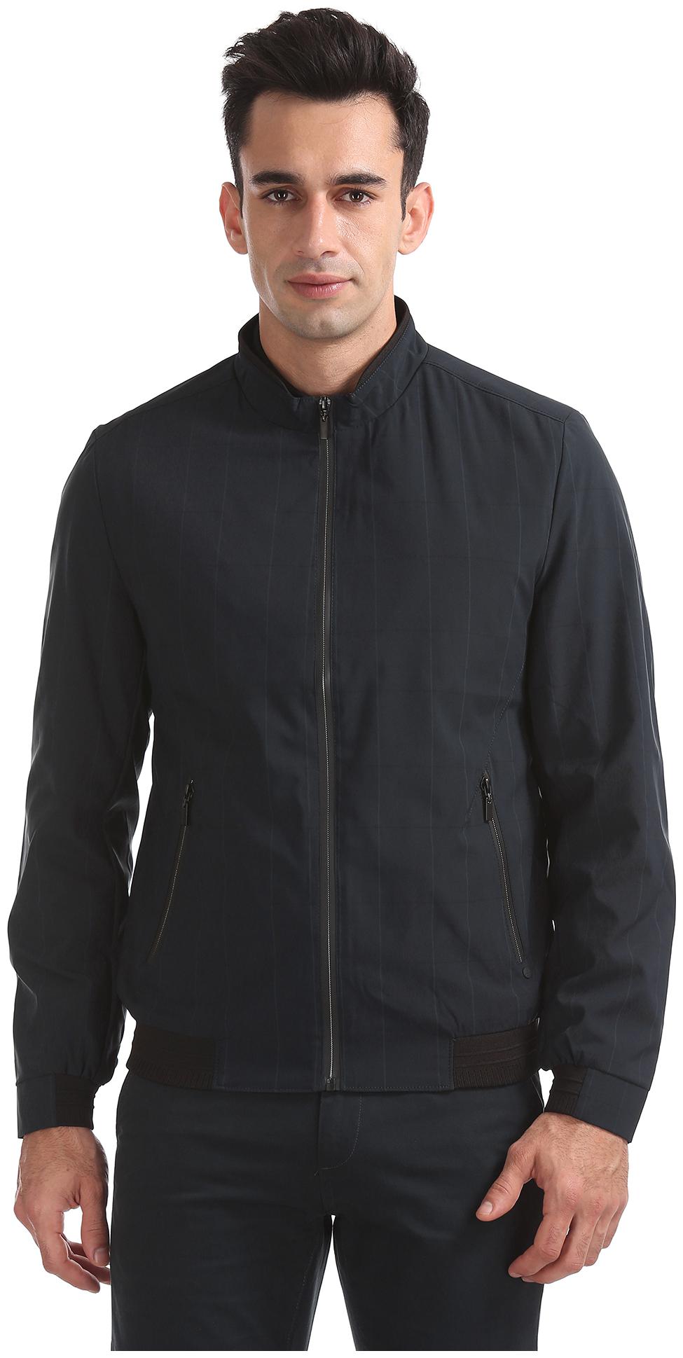 

Arrow Men Blue Striped Bomber jacket